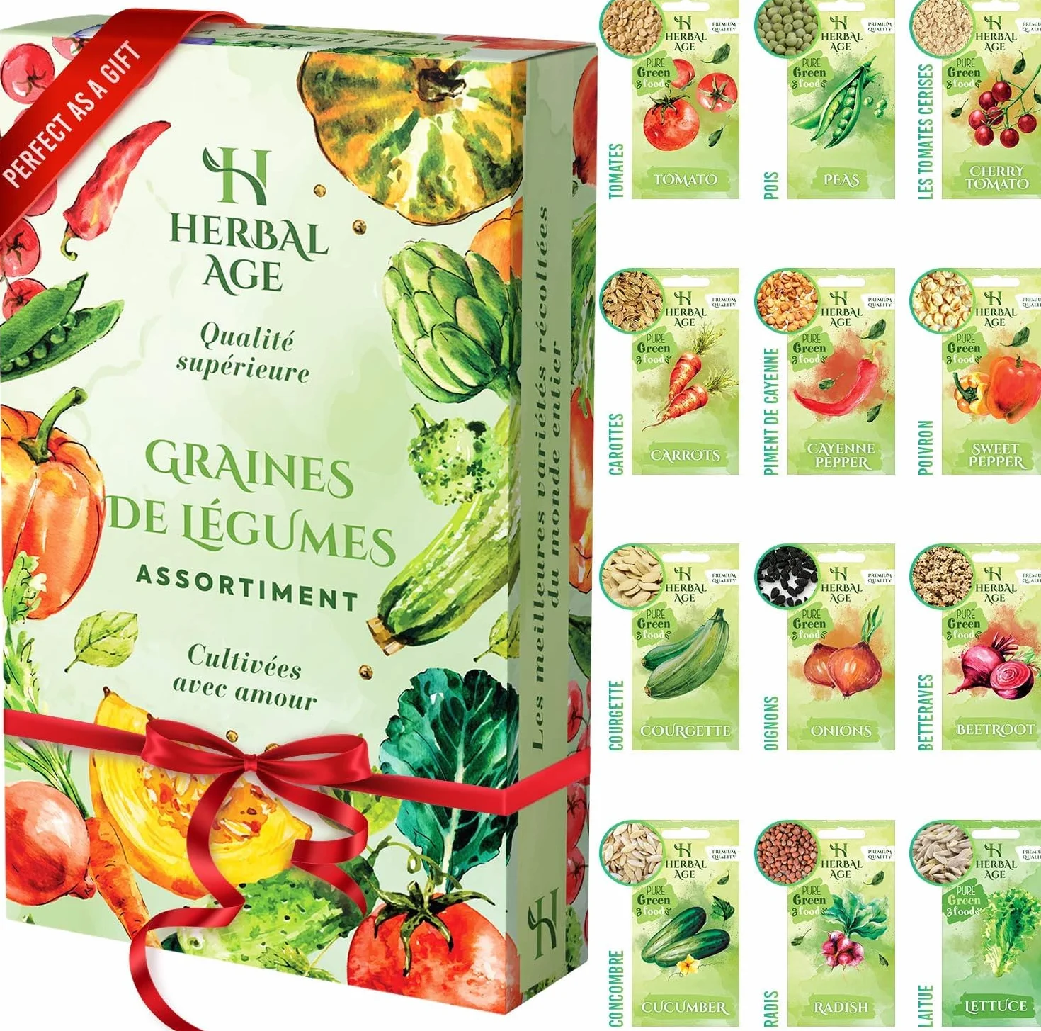 Kit De Plantation De Légumes 12 Variétés 5100 Graines Potager Cadeau Jardinage