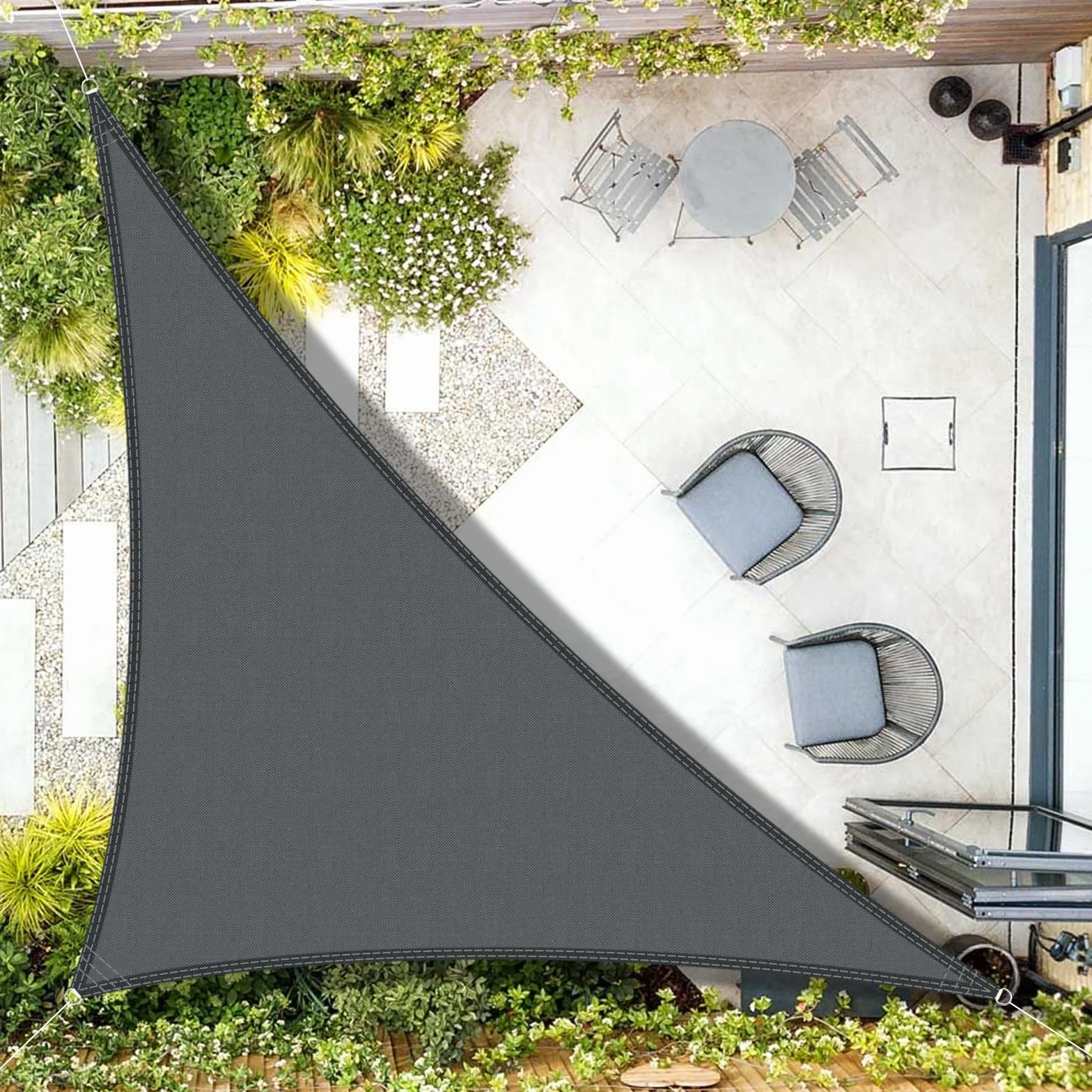 AXT SHADE Voile d'ombrage Imperméable Triangulaire 4x4x5,65m Toile Ombrage UV Protection Gris Anthracite