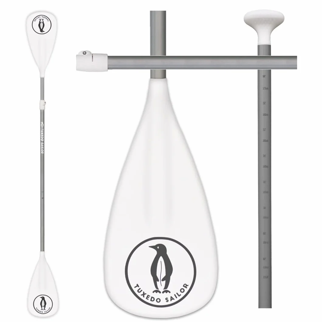 Tuxedo Sailor Sup Paddles - Pagaies de Stand Up Paddle réglables en 3 Parties - Pagaies légères et flottantes - Durables et compressibles - Lames en Nylon renforcé