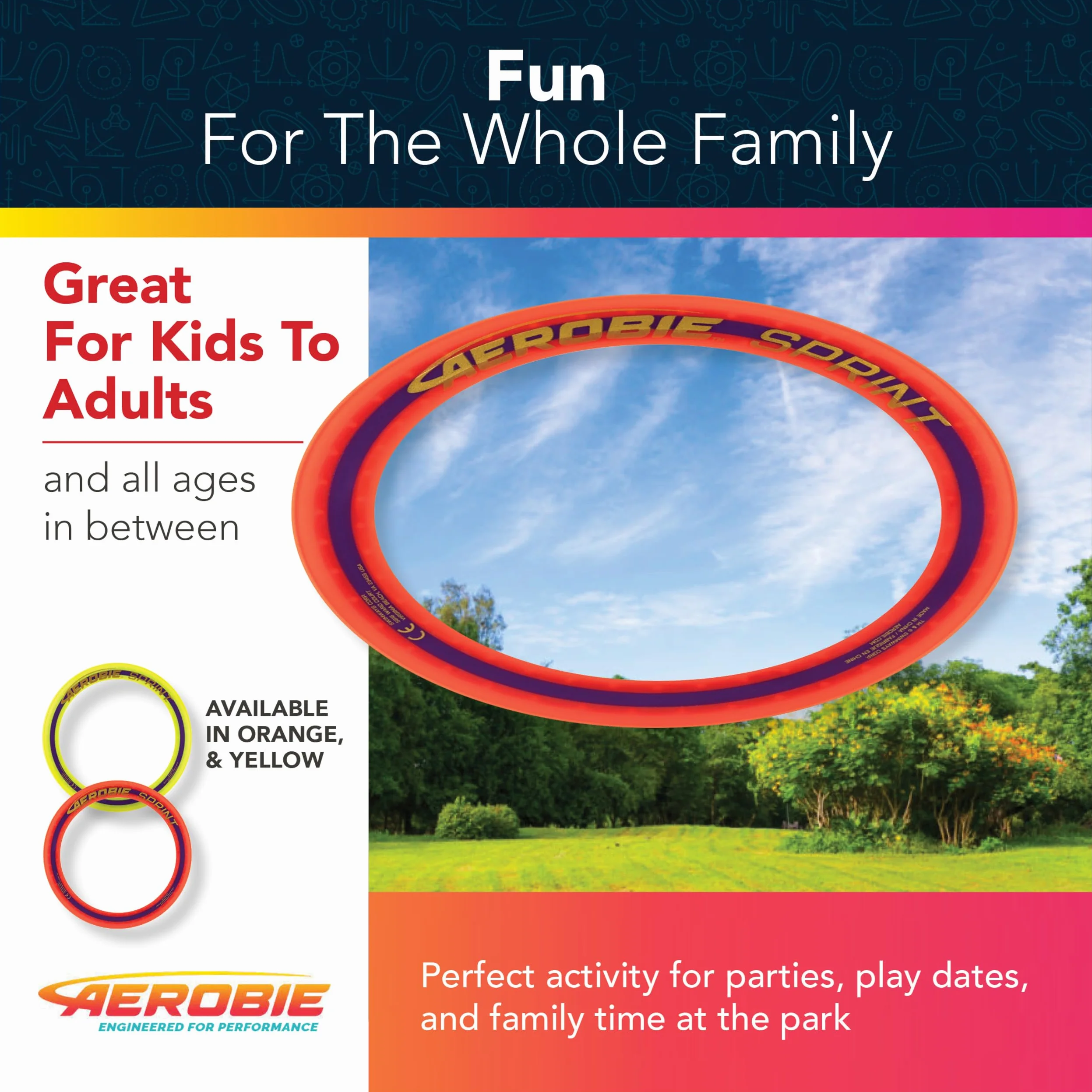 Aerobie Sprint Ring Disque volant extérieur Orange 25,4 cm