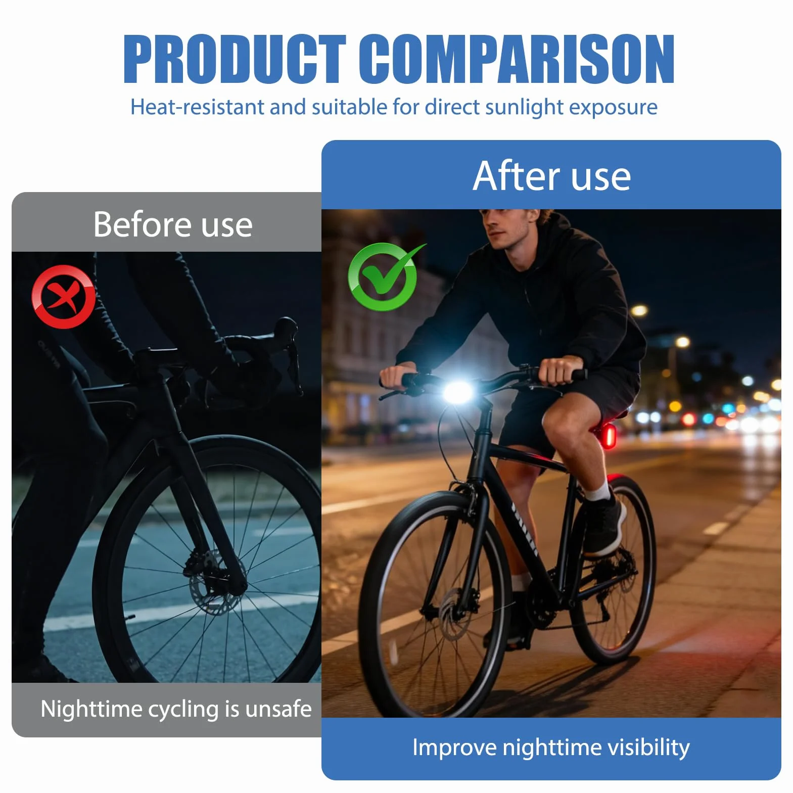 Kit Éclairage Vélo Avant et Arrière Rechargeable USB-C – Lampe Vélo LED Puissante IP65 Étanche – 4+6 Modes de Luminosité pour VTT, Route, Ville et Trottinette Électrique – Lot de 2