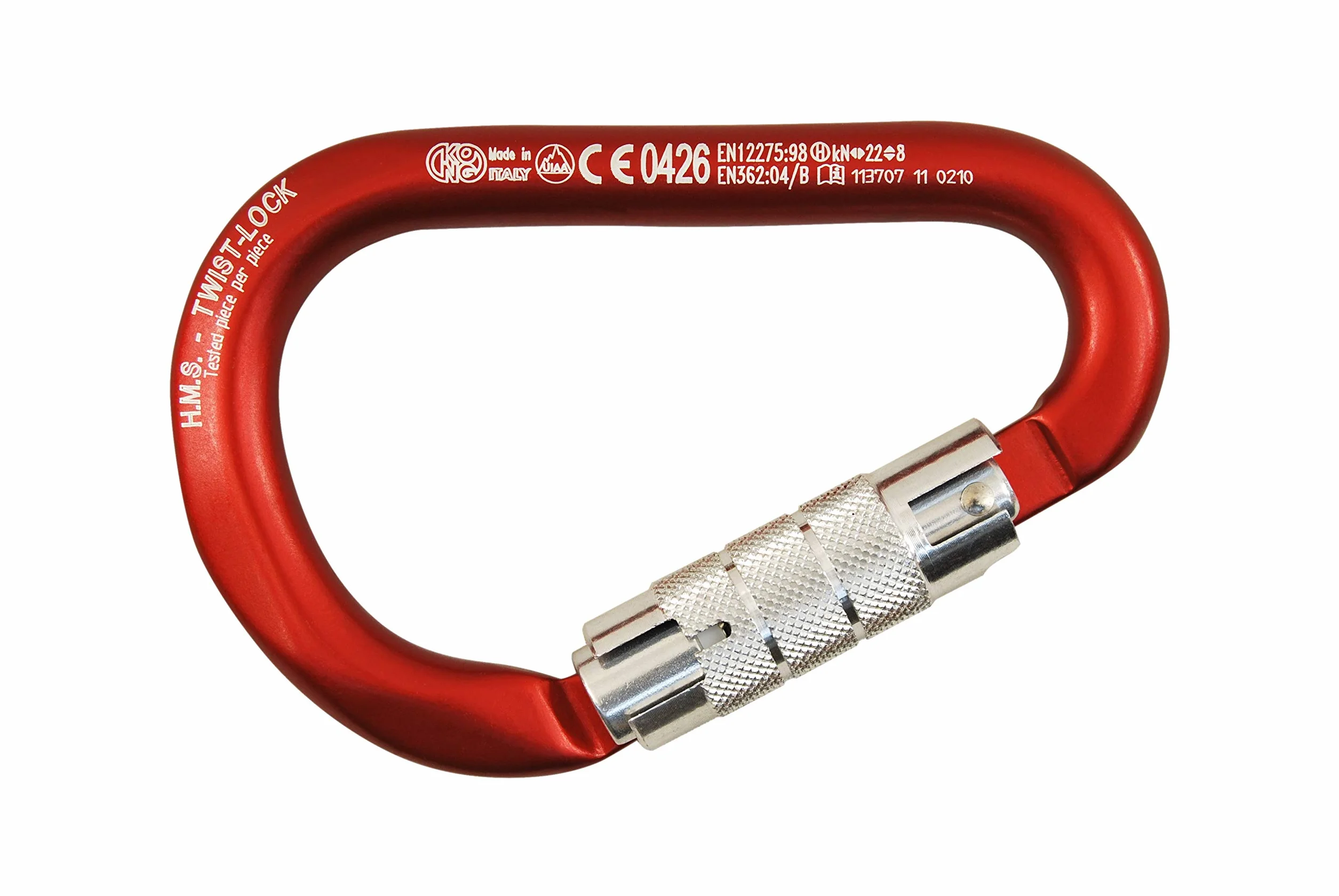 Kong HMS Classic Twist Lock Connecteur Mixte Adulte 12 cm Rosso/Lucido