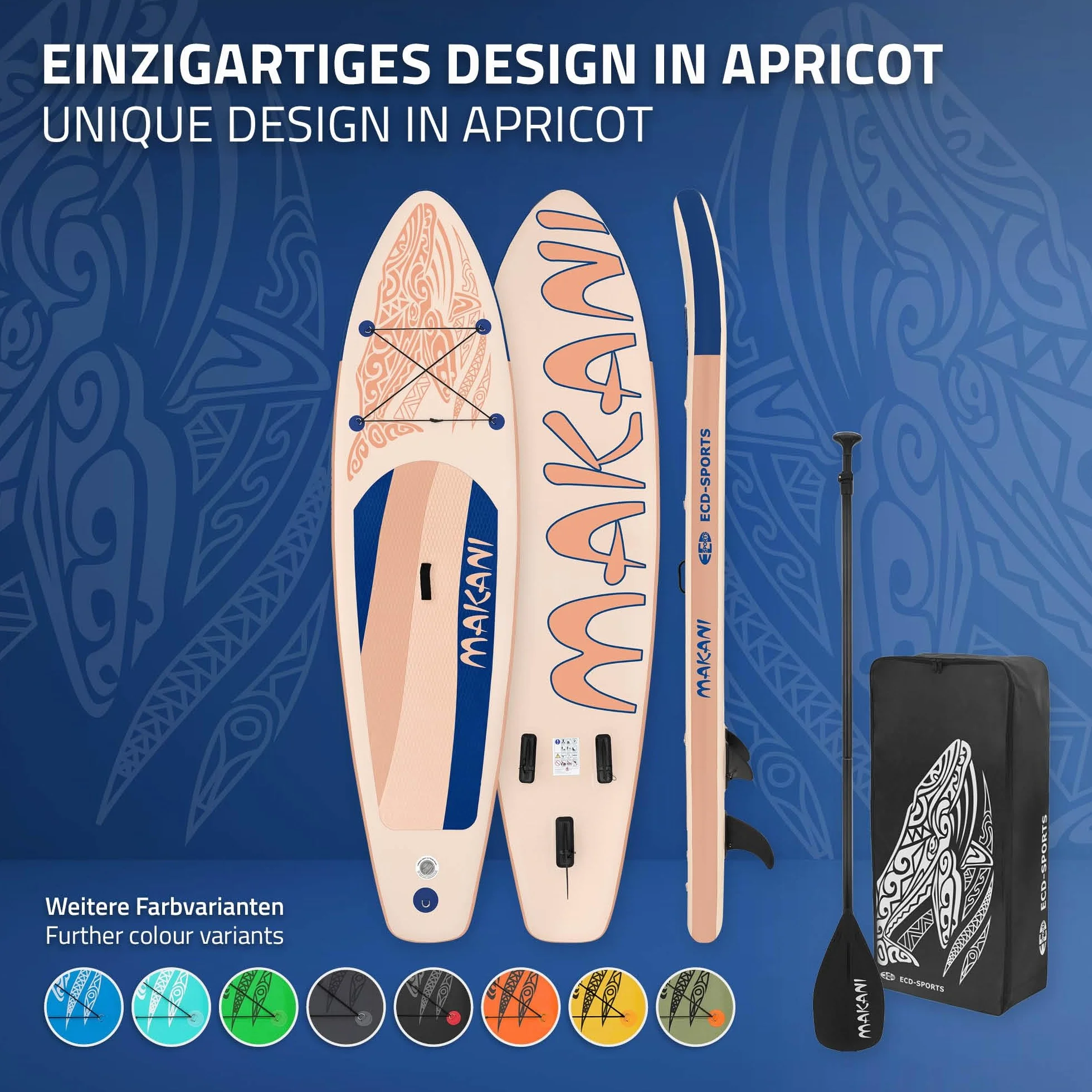 ECD Germany Stand Up Surf Paddle Board Gonflable 305/308/320/380 cm | PVC | jusqu'à 120/150 kg | Épaisseur 10/15 cm | Planche de Surf Pagaie Sac de Transport Pompe à Air | Diverses Couleurs Modèles
