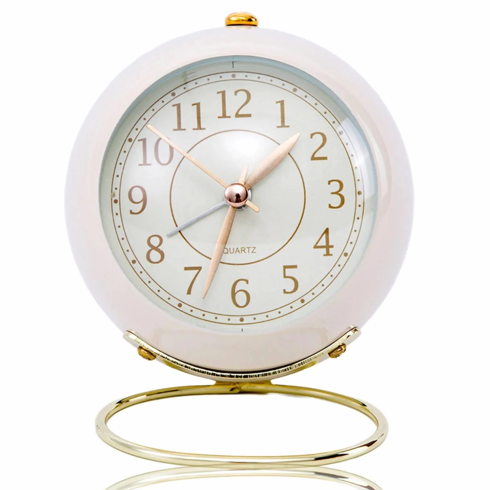 HERCHR Réveil de Chevet Silencieux sans Tic-tac Horloge de Table à Piles Blanc