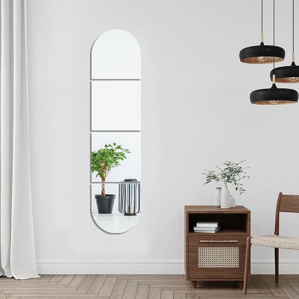 Lot de 4 miroirs autocollants en acrylique - Flexibles et incassables - 20 cm/30 cm - Forme ronde et carrée