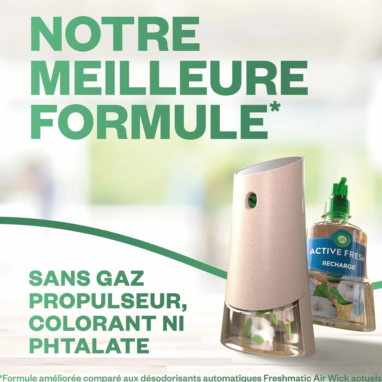 Air Wick Désodorisant Maison Spray Automatique Sans Gaz Active Fresh 1 Diffuseur 2 Recharges Fleur de Cerisier Framboise