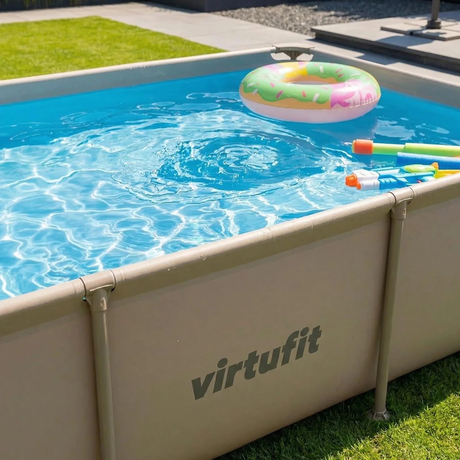 VirtuFit Piscine Beige 260 x 180 x 66 cm Ronde Komplettpaket