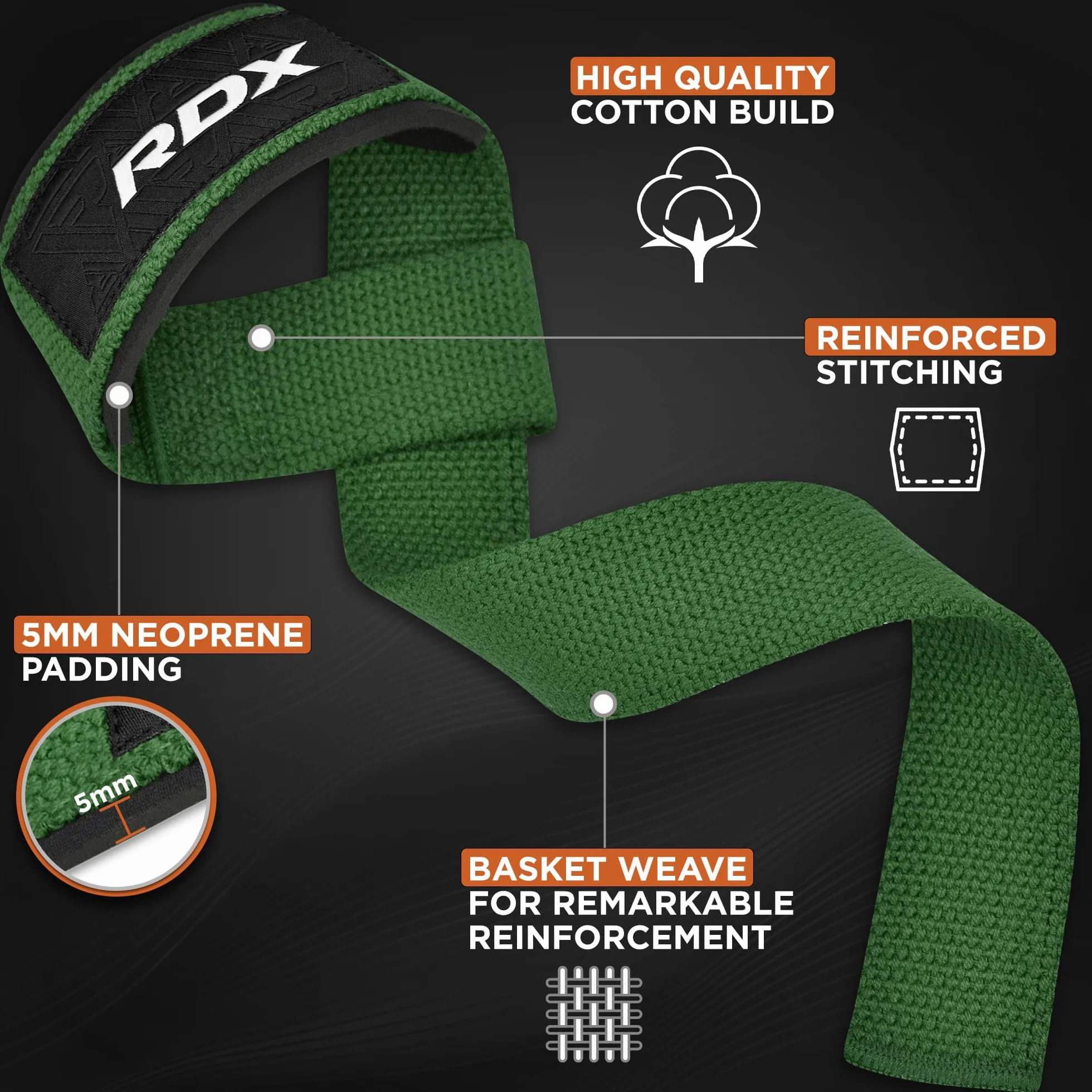 RDX Sangle Musculation Gym Support de Poignet Fitness Lifting Straps Entraînement Bodybuilding Haltérophilie Flex Gel Grips