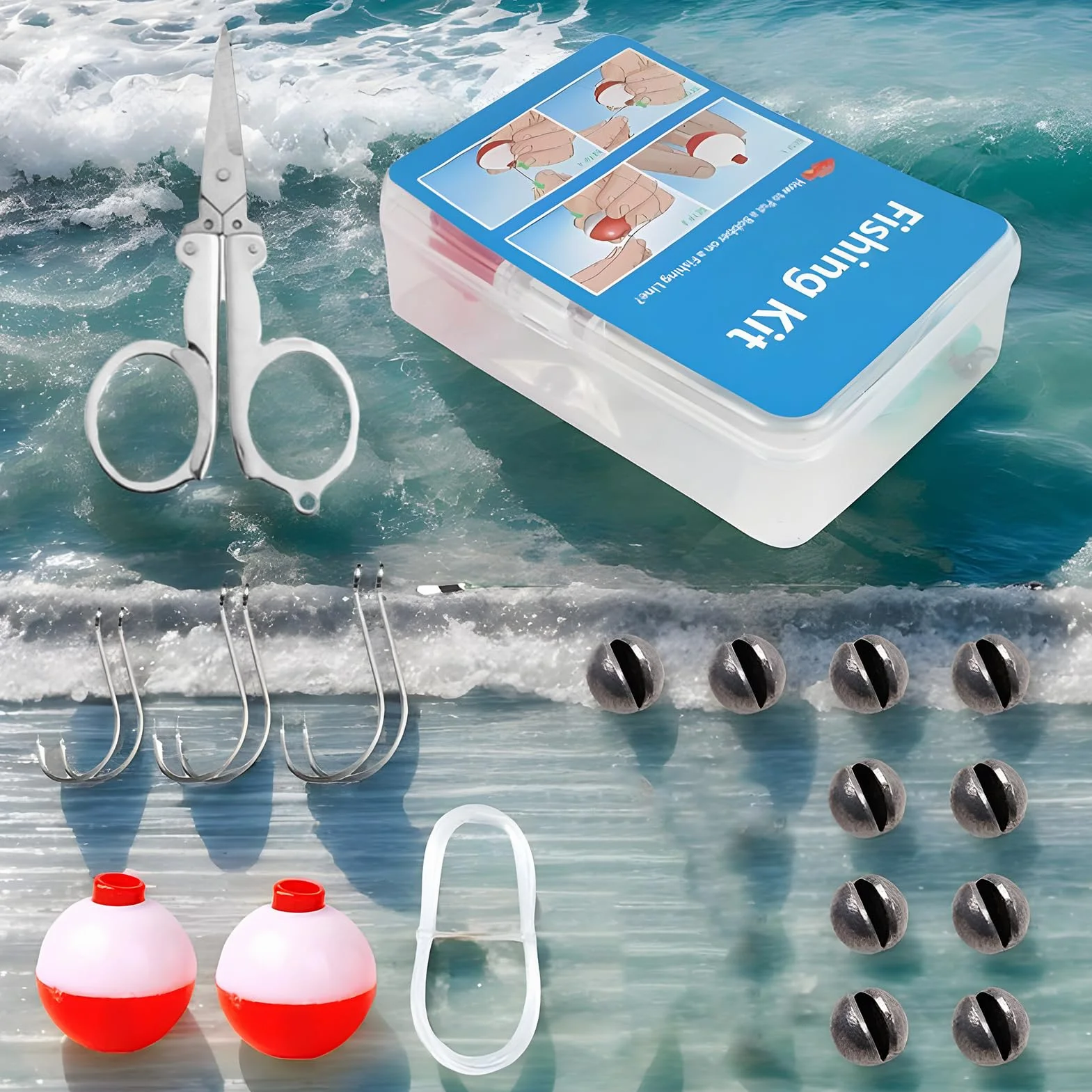 Kit de pêche de survie 24 truites portable avec étui