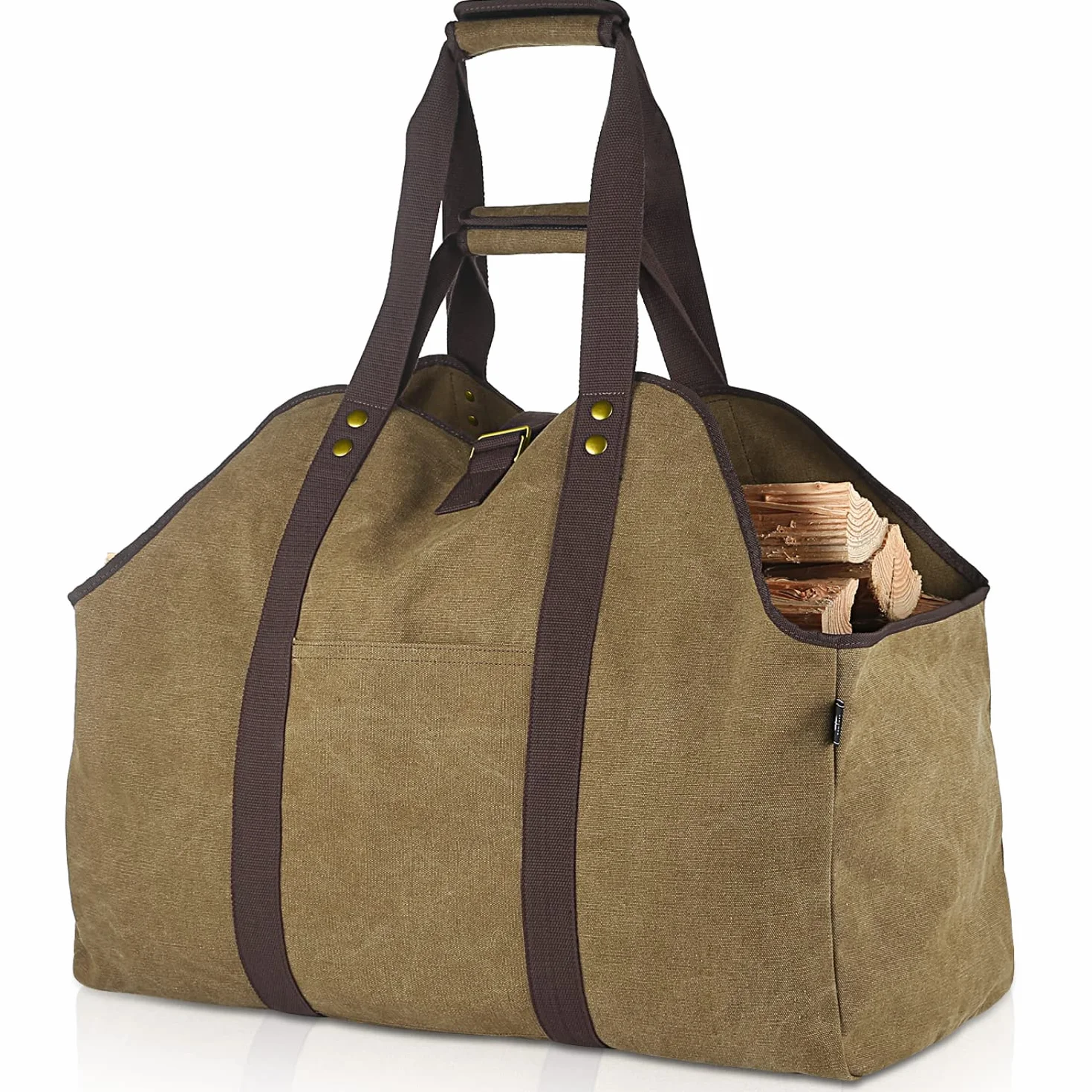BONTHEE Porte-bûches Extra-Large Support de Bois de Chauffage en Toile imperméable avec bandoulière