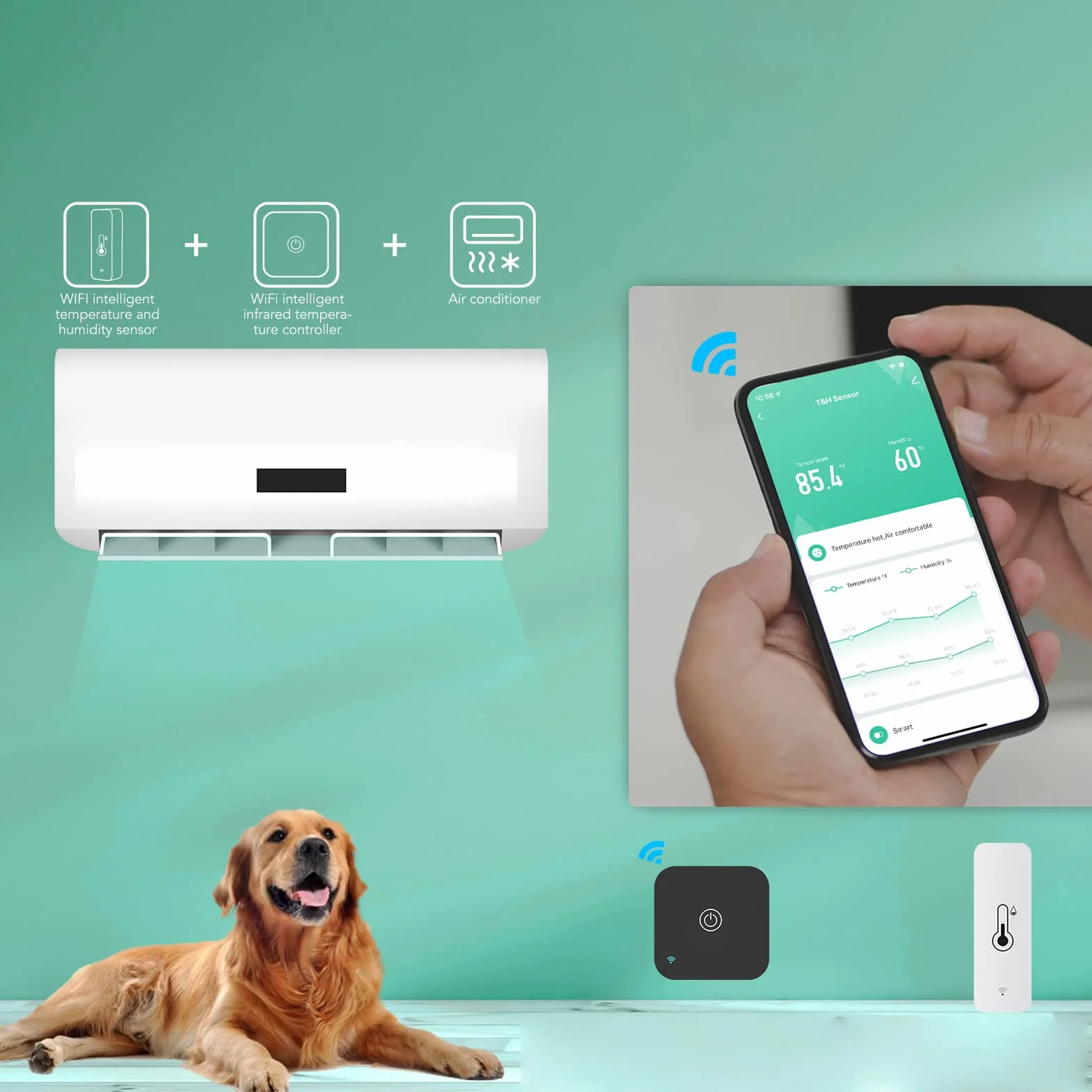 Thermomètre Hygromètre WiFi TH01 avec Capteur Température Humidité et Alarme