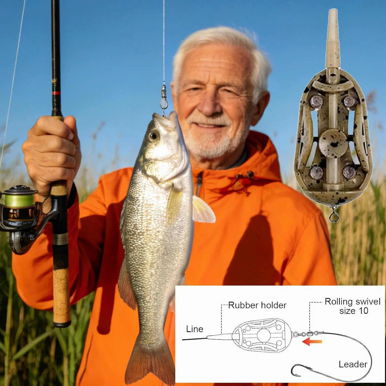 Lot de 4 mangeoires plates à libération rapide pour pêche à la carpe, accessoires longue distance eau douce eau salée