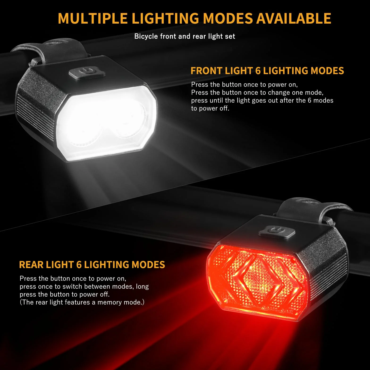 Blendura Lumiere Velo Avant et Arriere, Lampe Velo LED Rechargeable par USB 6 Modes D'éclairage, Lumière Velo Convient aux vélos de Montagne et aux bicyclettes
