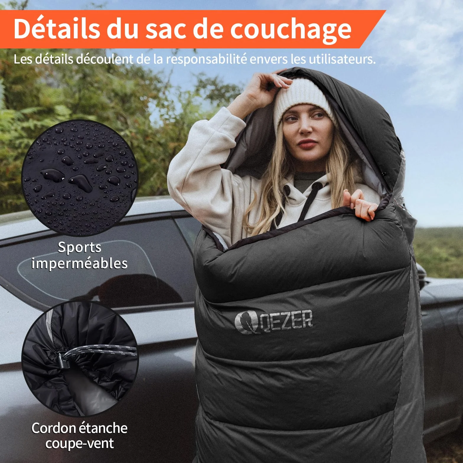 Sac de Couchage Adulte，en Duvet ，Sac de Couchage ultraléger 4 Saisons avec Petit Emballage pour Adultes et Enfants, Camping et randonnée de Plein Air