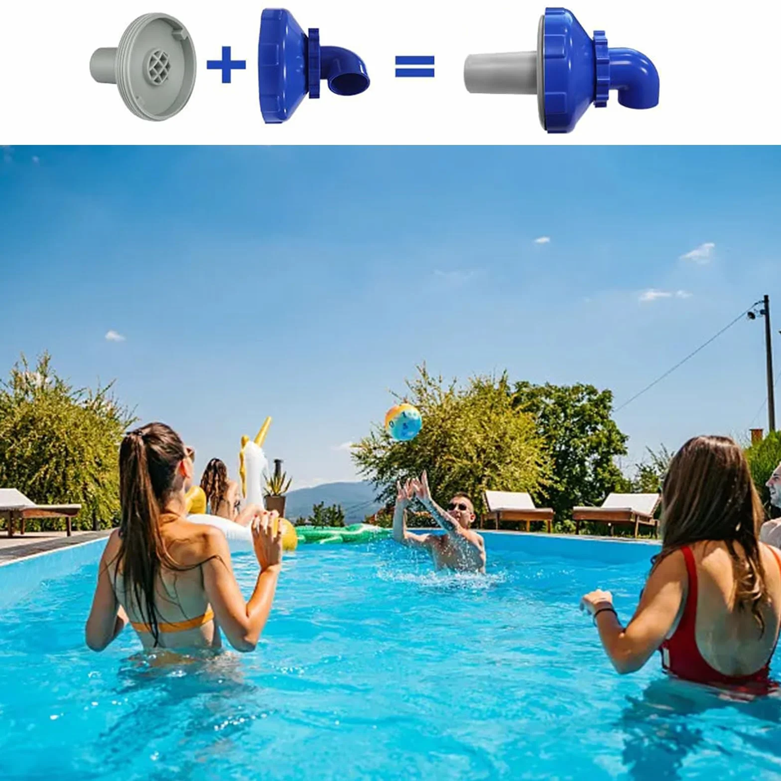 Buse de remplissage de piscine 32 mm rotative 360° avec accessoires de raccordement