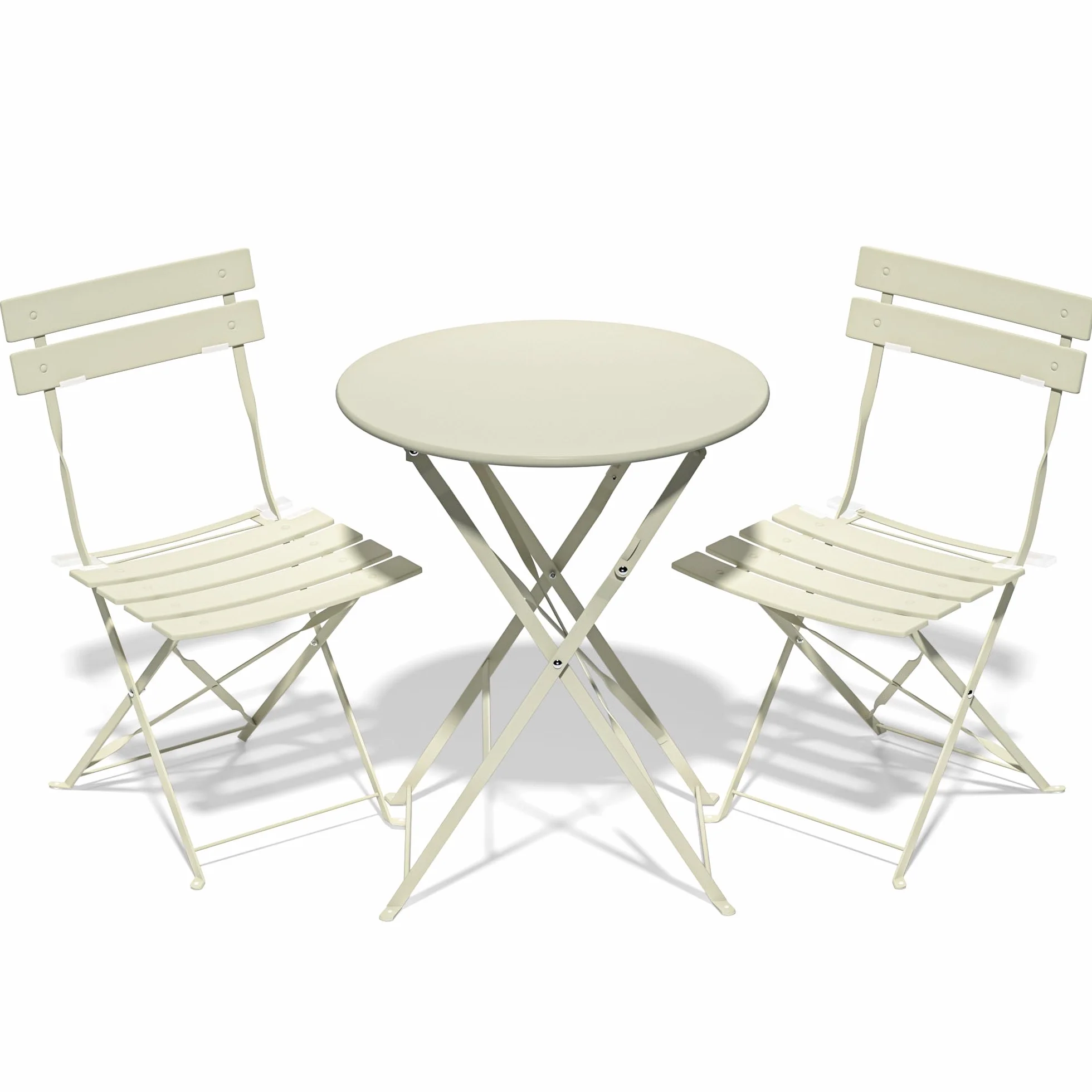 Lot de 3 Meubles de Jardin Pliables, Table de Bistrot avec 2 Chaises, Résistants aux Intempéries, Abricot