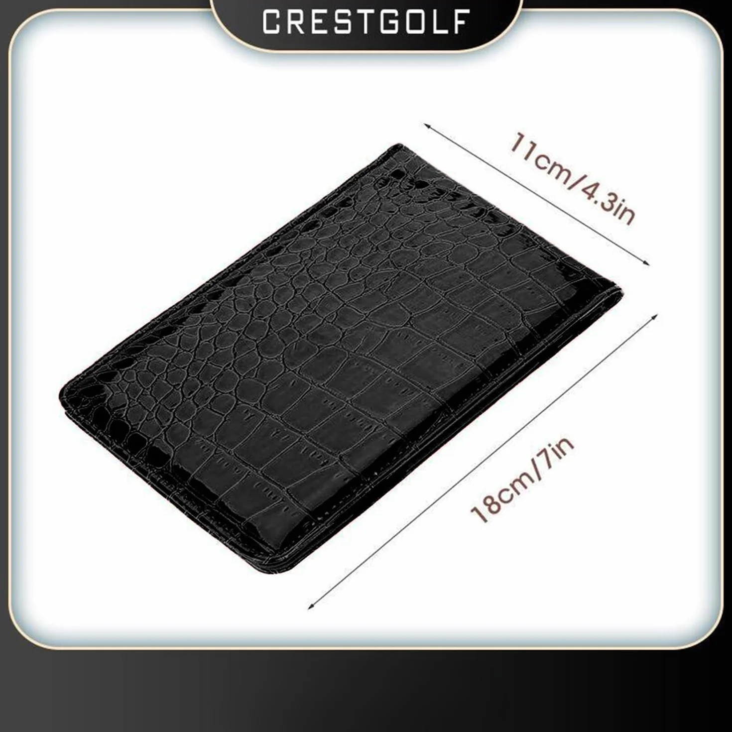 Porte-carte de score de golf en cuir synthétique motif crocodile avec boucle