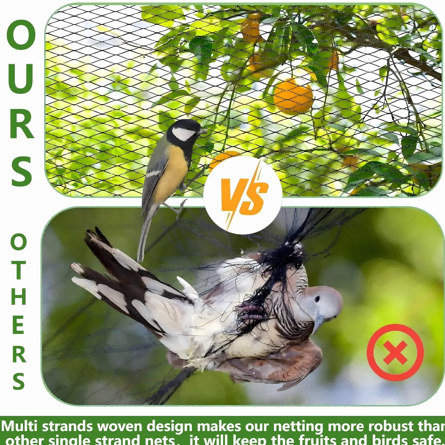 Filet Anti Oiseaux 4x10m Noir Protection Jardin Bassin Potager