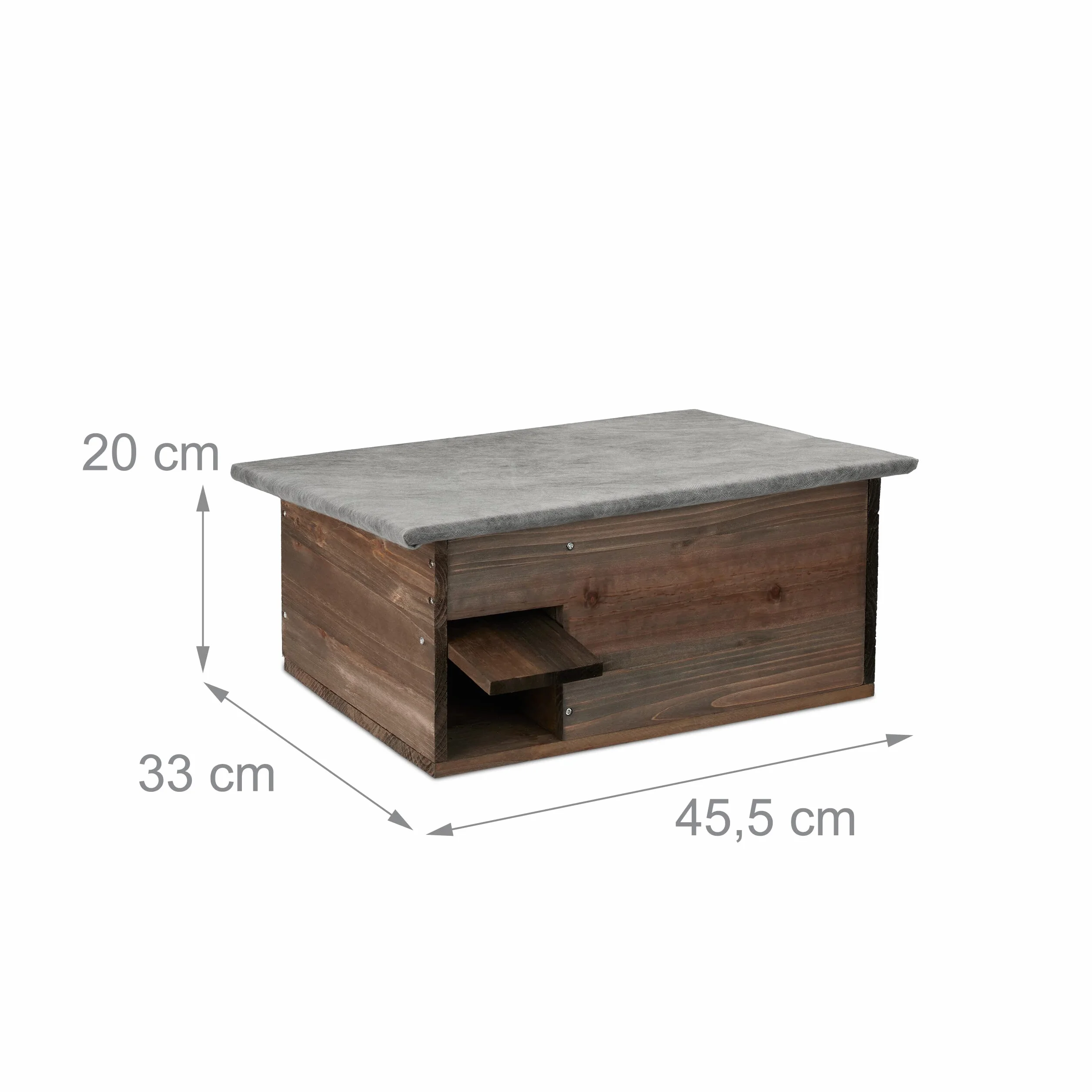 Relaxdays Abri à hérissons Bois avec Sol Trappe entrée Labyrinthe HxLxP 20 x 45,5 x 33 cm Marron