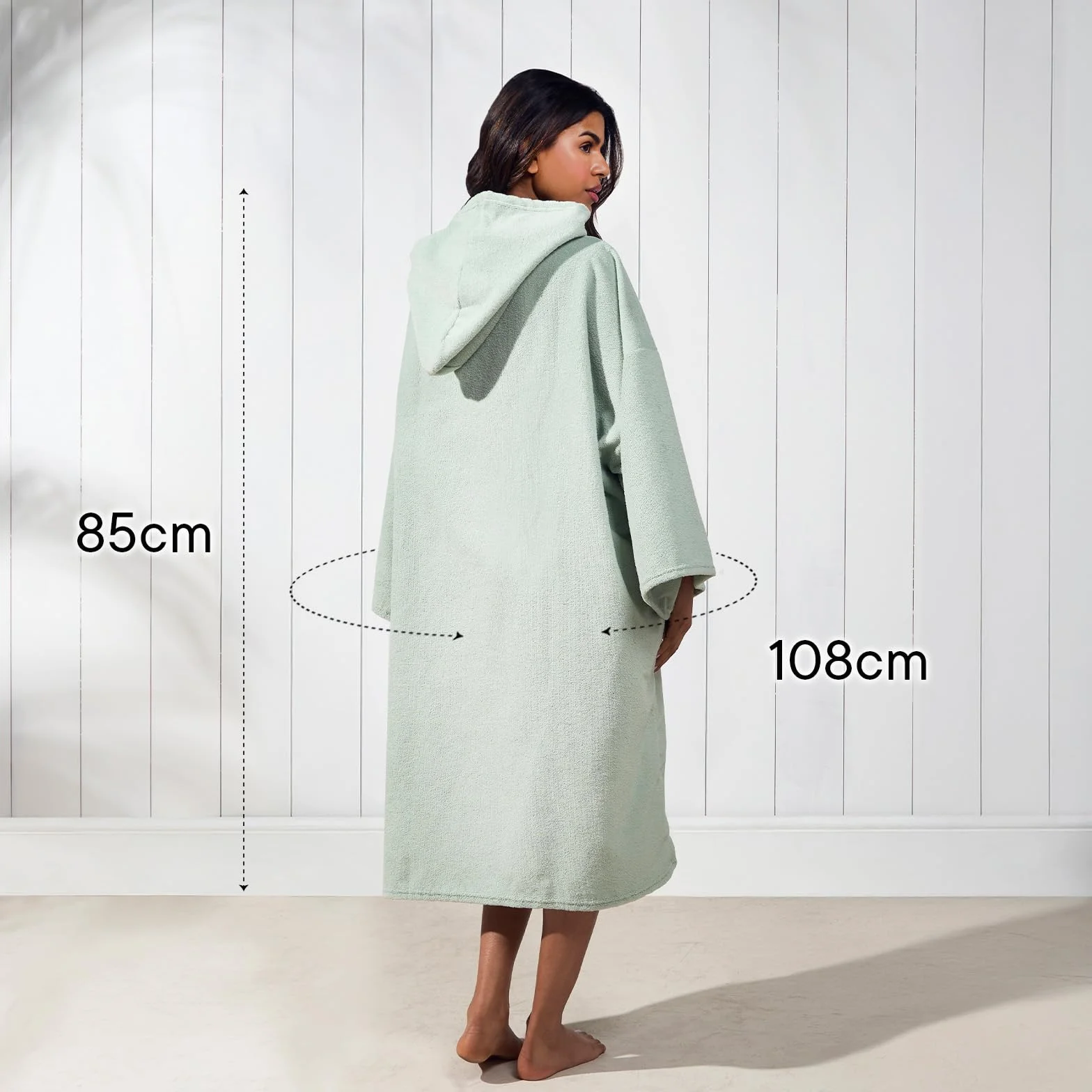 Brentfords Poncho à Capuche pour Adulte - Grande Serviette de Bain, de Natation, de Surf - en Microfibre absorbante à séchage Rapide - pour Homme et garçon - Vert Sauge
