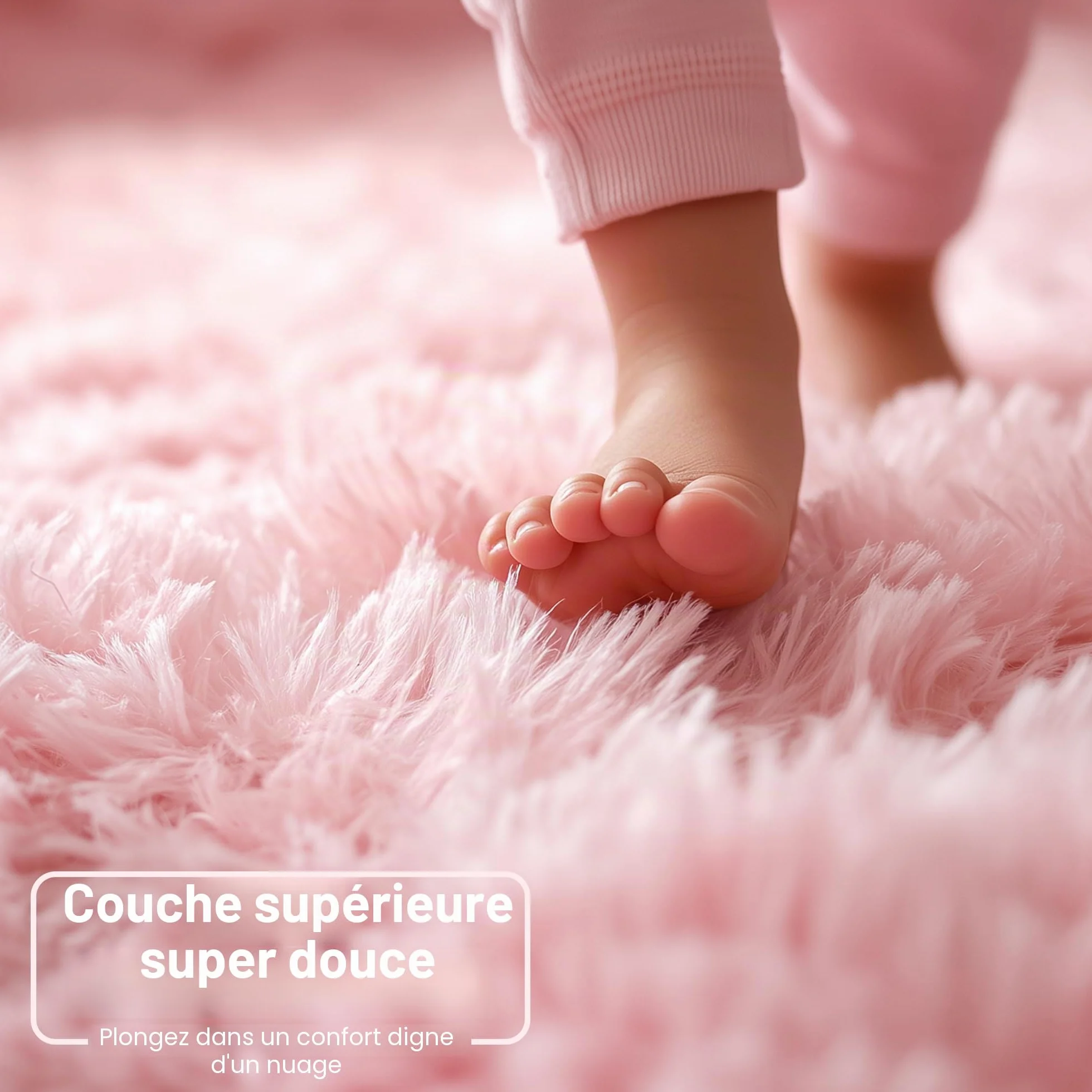 Tapis rond à poils longs pour chambre de fille, pelucheux, salon, crèche, bébé