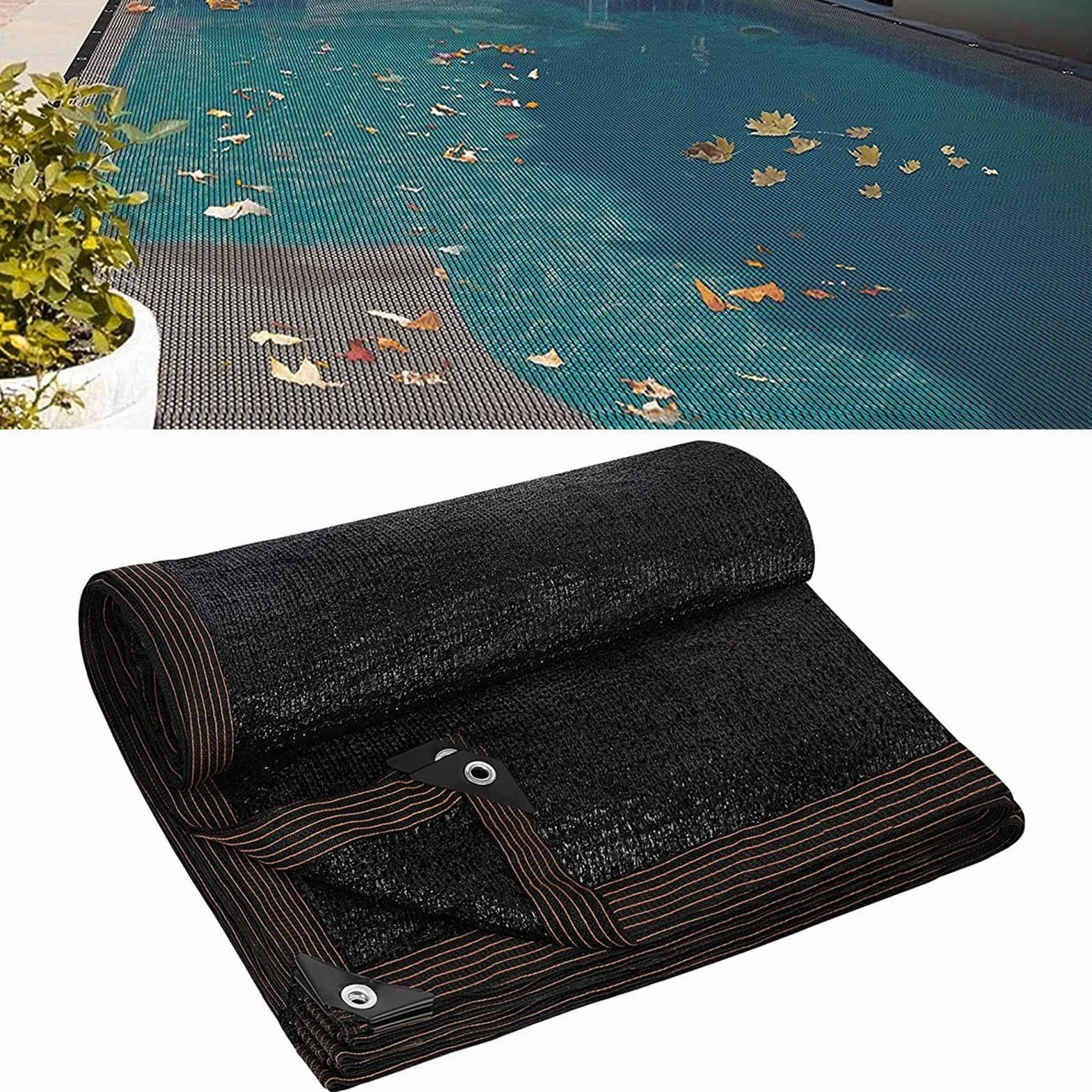 Bâche Protection Piscine Filet Feuilles 5x10/6x12m Hivernage Hors-Sol