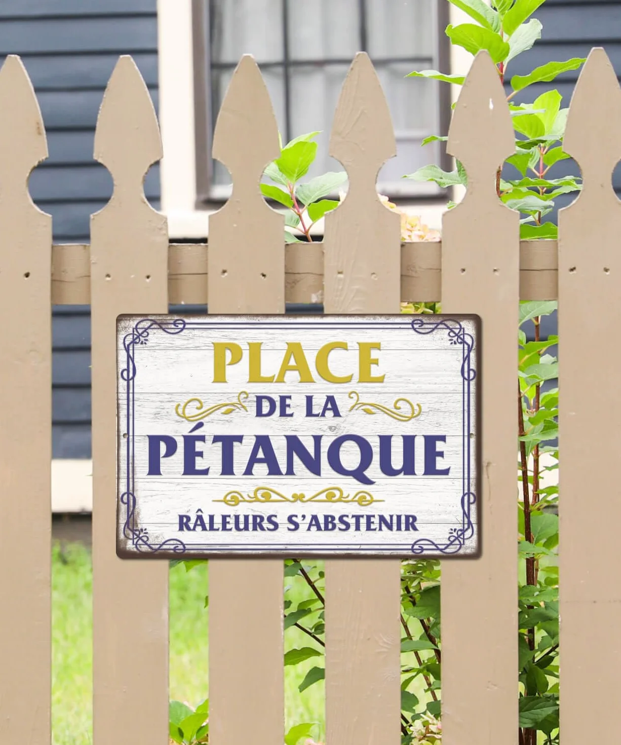 Plaque Métallique Place de la Pétanque 30x20 cm Panneau Vintage Aluminium Jardin Terrasse