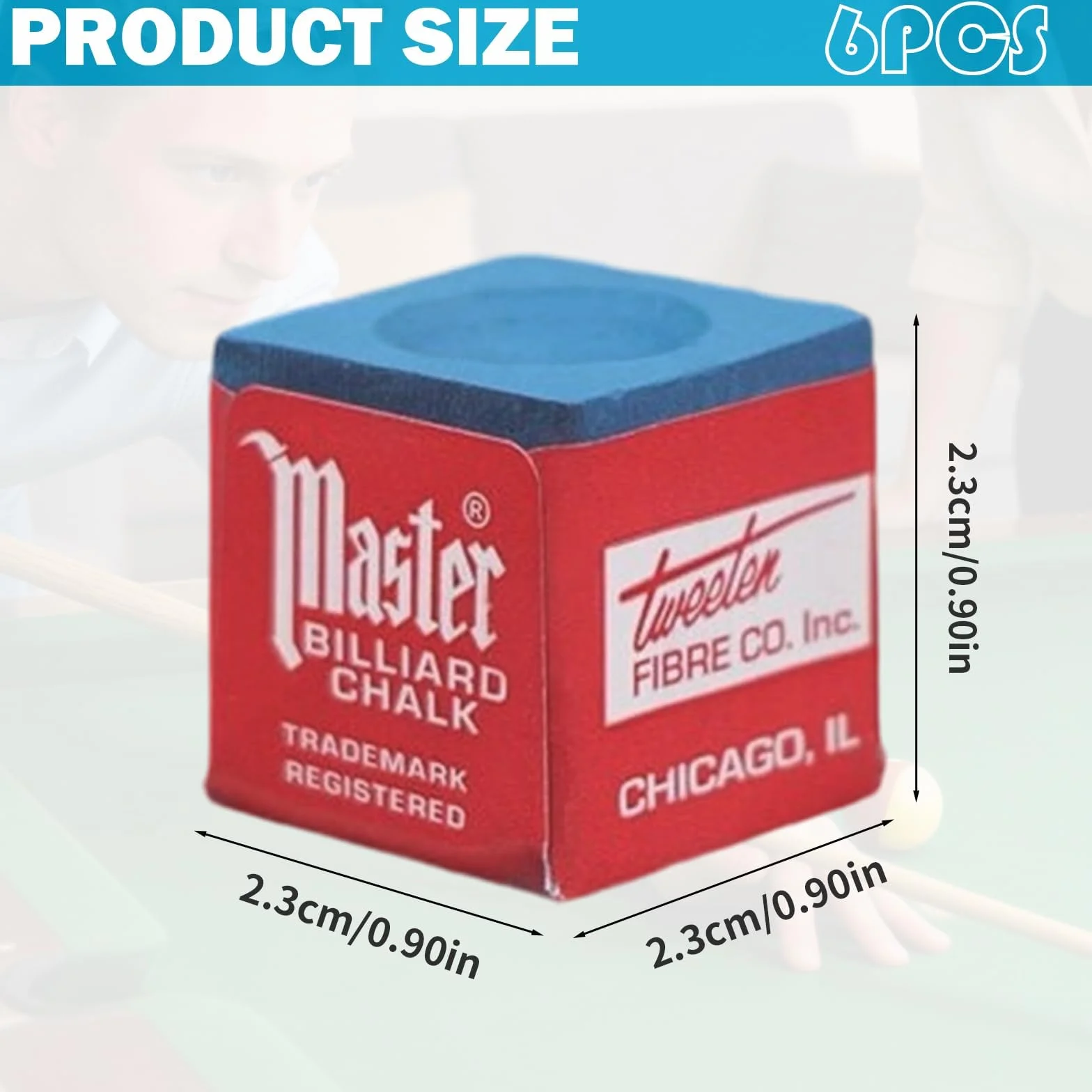 6 pcs Craies de Billard Bleues,Craie de Billard au Carbonate de Calcium,Bleu Billard Billard Craie Cue Chalk, Améliore la Précision et la Durabilité de la Queue