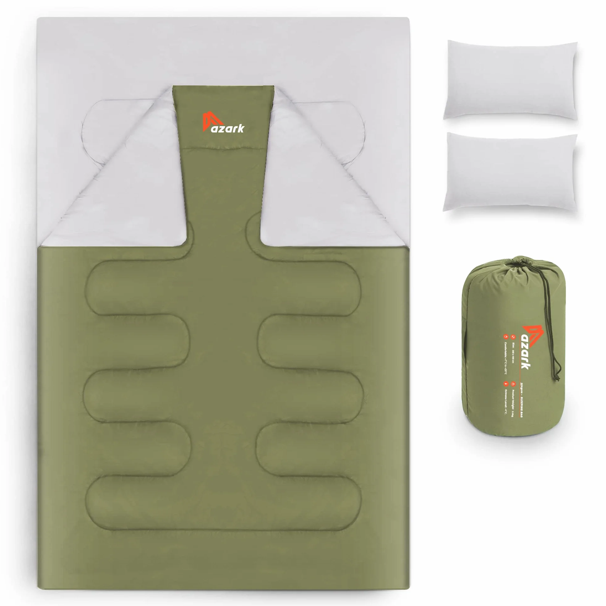 azark Sac de Couchage de qualité supérieure, 350 g/m², léger et imperméable, 4 Saisons de Camping, randonnée et Plein air, Sac de Couchage pour Adultes et Enfants