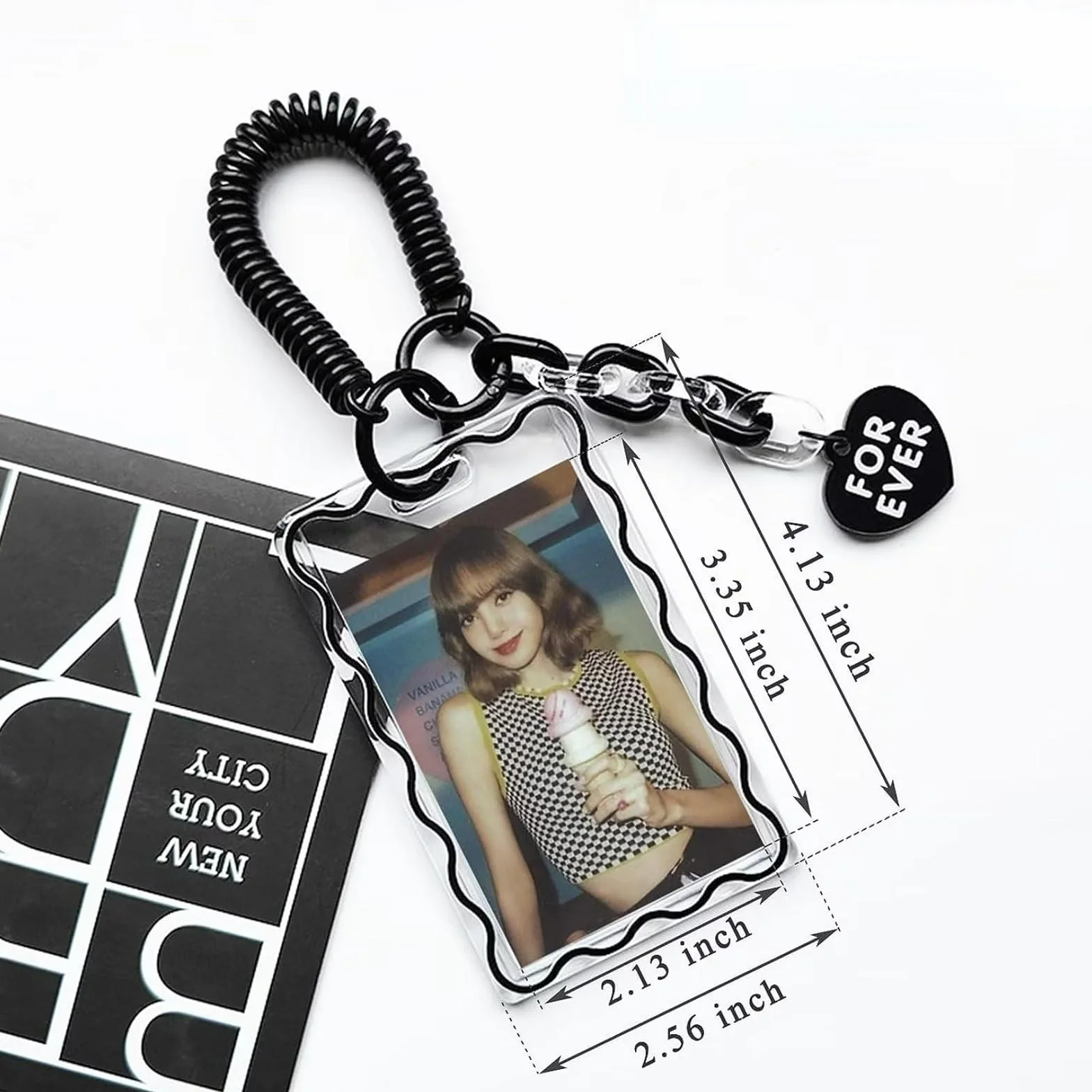 Kpop Photocard Holder Clear Black Cat Acrylic Card Sleeves Top Loaders Keychain Cute Design