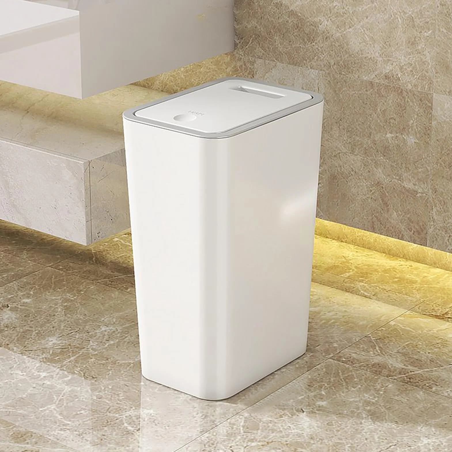 Poubelle Salle Bain Plastique Avec Couvercle 10L 33x9.5x13cm Poubelle Cuisine Bureau