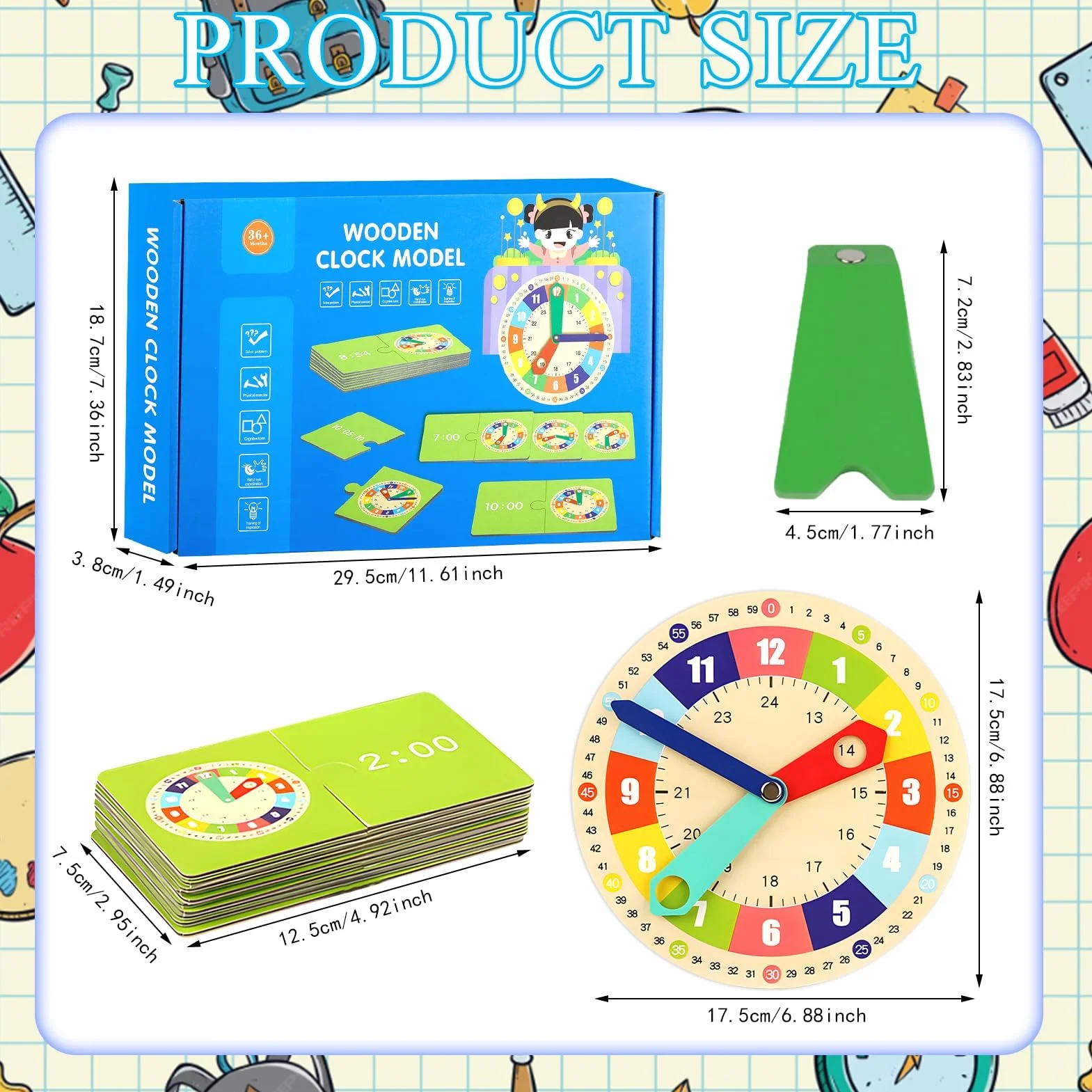 Horloge d'Apprentissage en Bois Montessori Time Timer pour Enfants - Jouet Éducatif pour Apprendre l'Heure