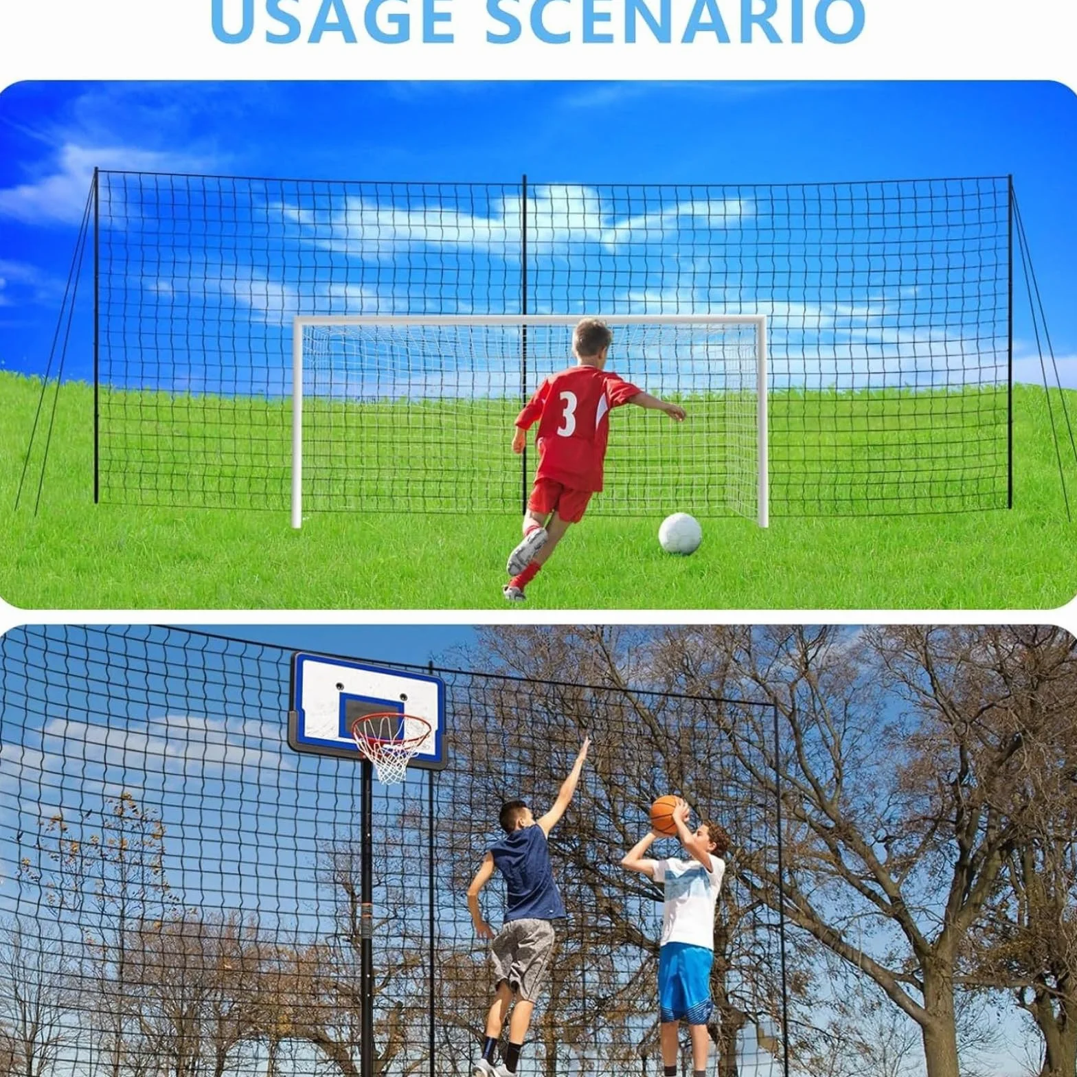 Filet De Football pour Empêcher Le Ballon De Franchir Une Clôture, Filet Pare-balles, Barrière D'entraînement Multifonctionnelle en Nylon Résistant Aux Intempéries, Filets De Football pour Le Jardin