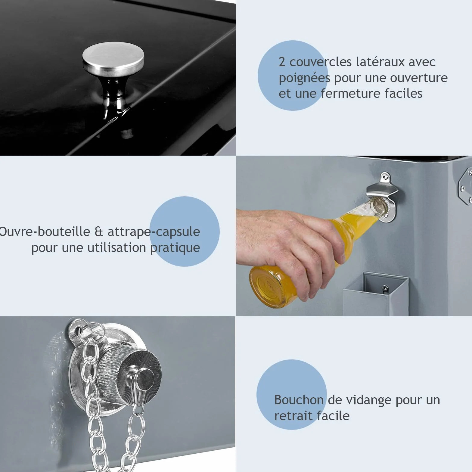 COSTWAY Chariot Isotherme Roulant 76 litres Réfrigérant avec Roulettes Universelles Ouvre-Bouteille