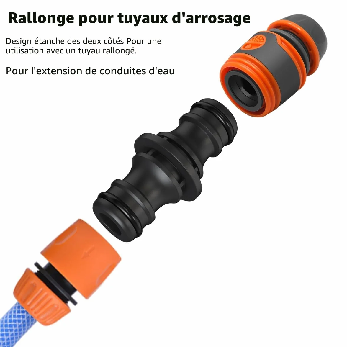 Raccord 1/2 pouce double fiche pour connexion de tuyaux prolongation 2 pièces