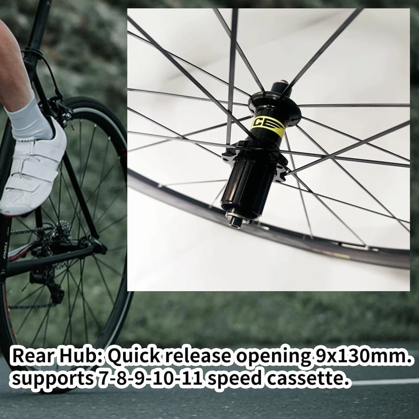 Roues de vélo de route 700C alliage d'aluminium 40/50 mm frein à disque dégagement rapide moyeu 20H