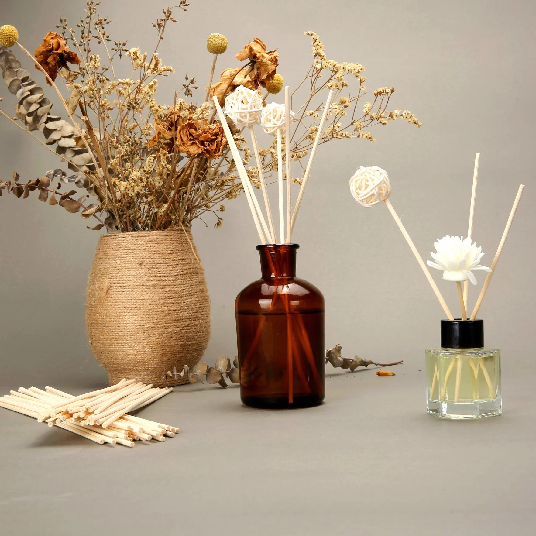 120 Pièces Bâtons de Diffuseur de Roseaux, 25 cm, Naturel pour Maison