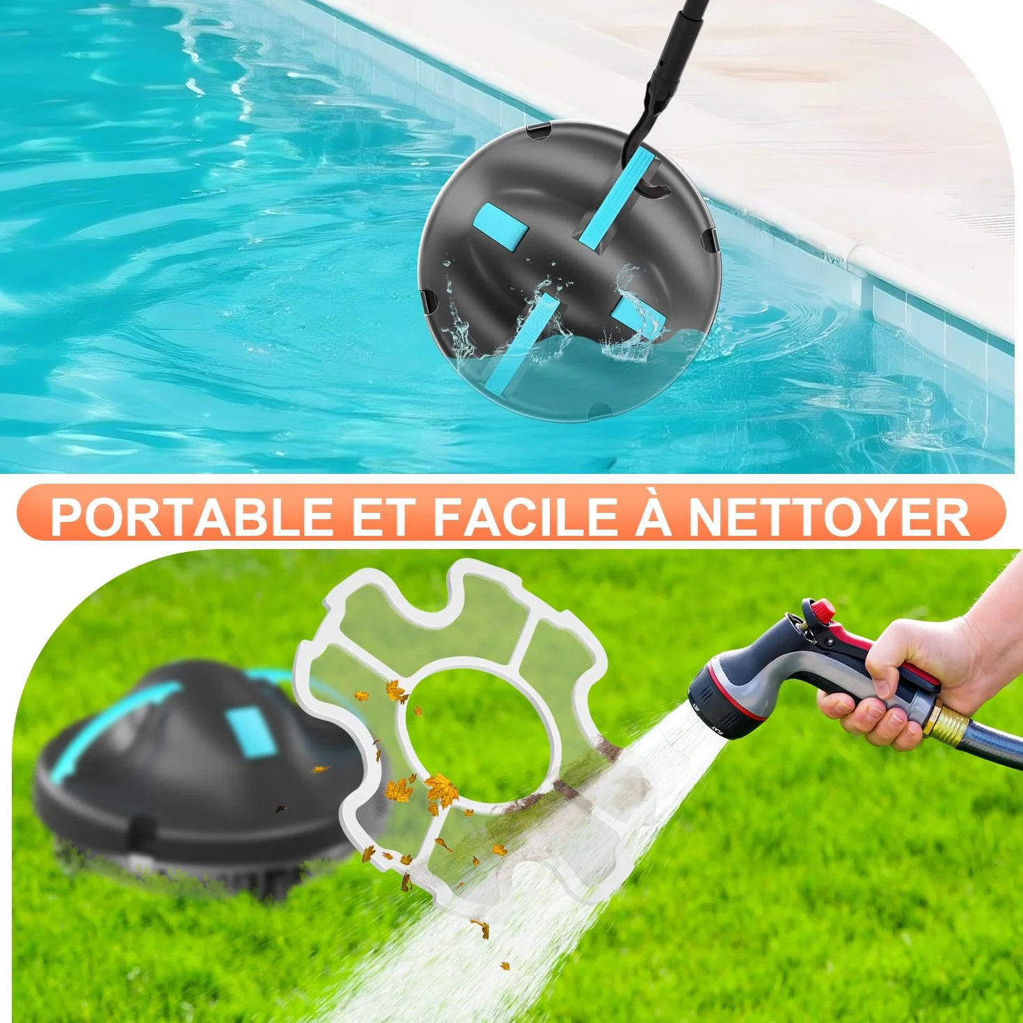 Robot Piscine sans Fil 130 Min Double Moteur Puissante Aspiration Auto-Stationnement Bleu 102 ㎡