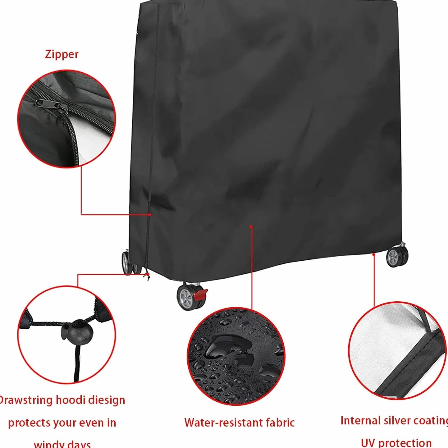Housse pour Table De Ping Pong, Étanche Résistance Au Vent Anti-UV Robuste Tissu Oxford Bâche De Protection Table De Tennis De Table avec Fermeture À Glissière Et Cordon Réglable