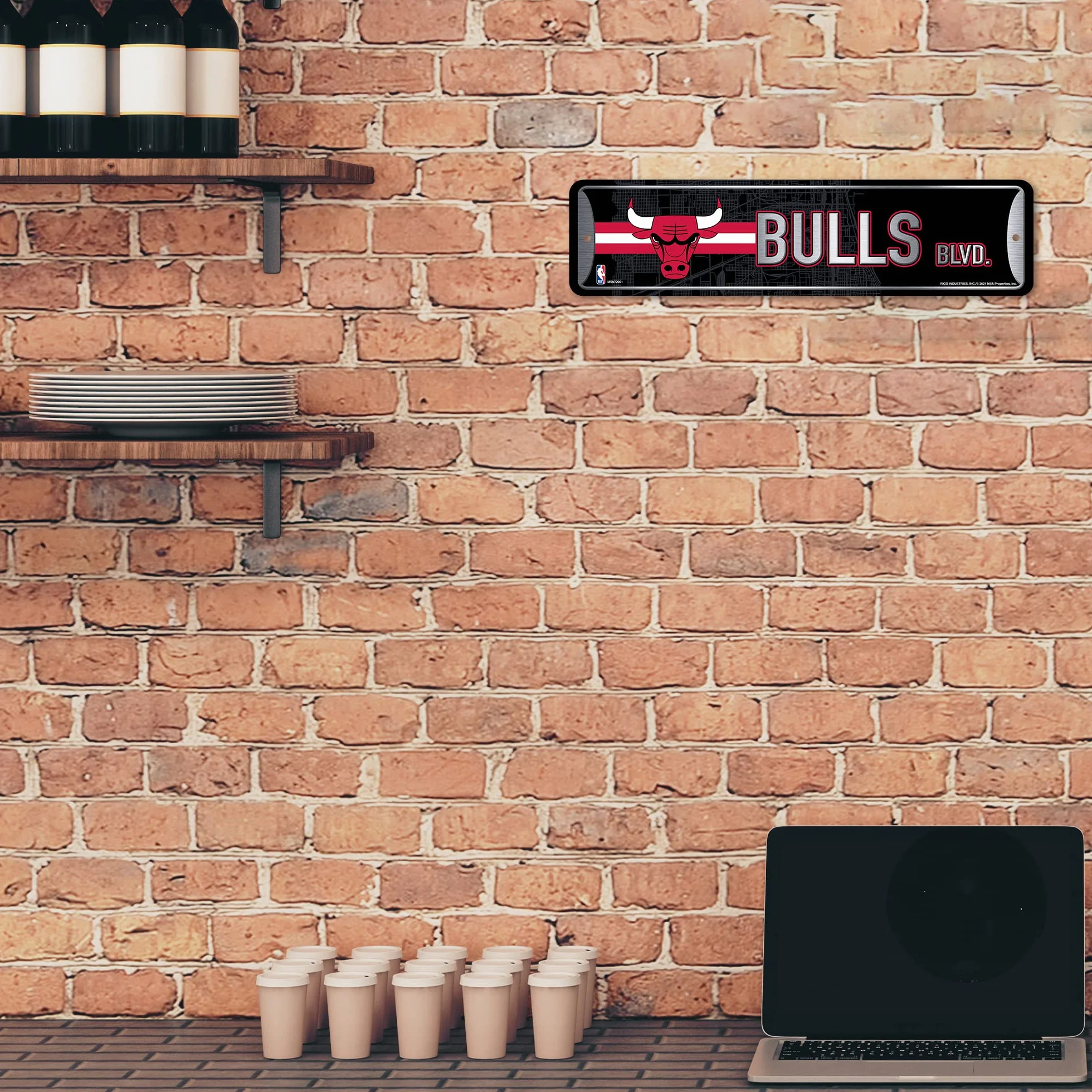 Rico Industries Plaque de rue en métal NBA Chicago Bulls (10,2 x 38,1 cm) – Idéale pour la maison, la chambre, la cave de l'homme