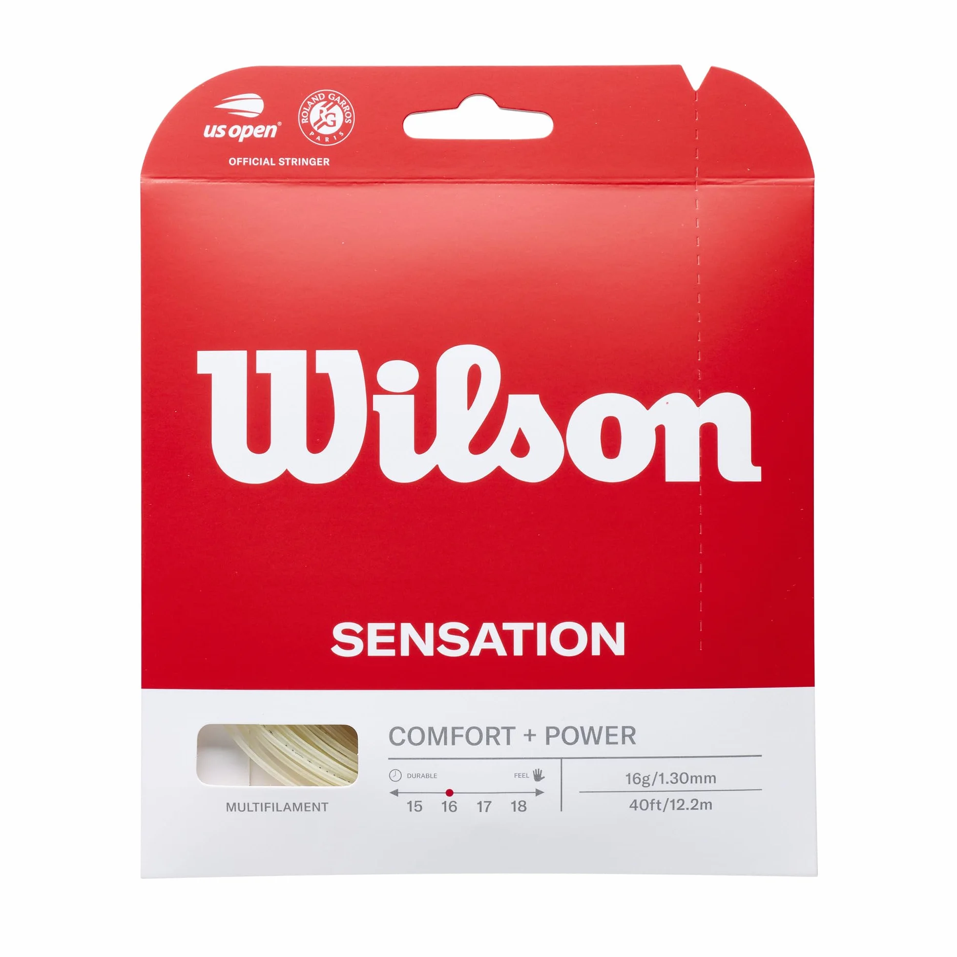 WILSON Bobine de Cordage pour Raquettes de Tennis, Sensation, Calibre 16 (1,30 mm), Vert Fluo, WR830180116