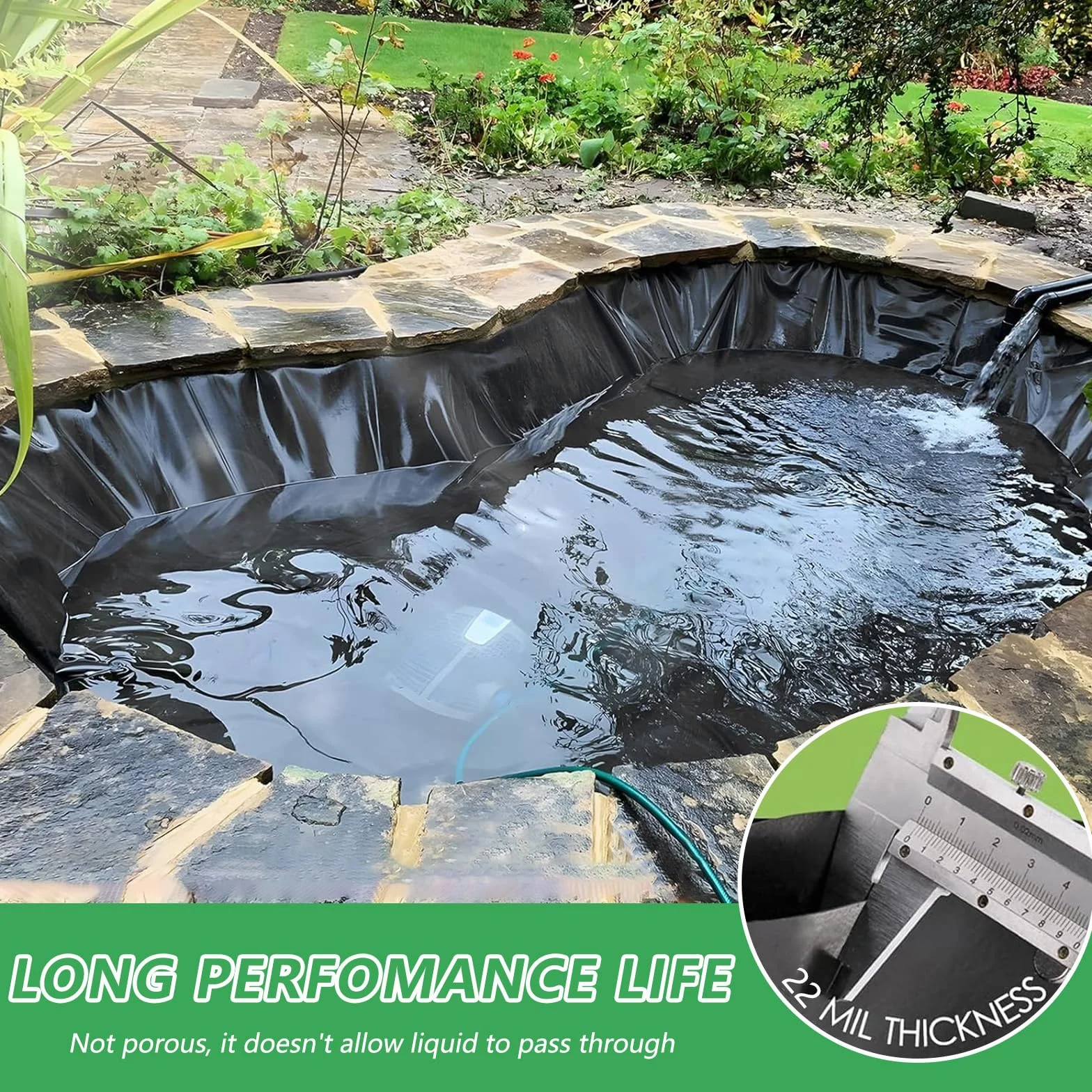 Bâche pour Bassin 0.5mm 3x2m Caoutchouc Liner Étang Koi
