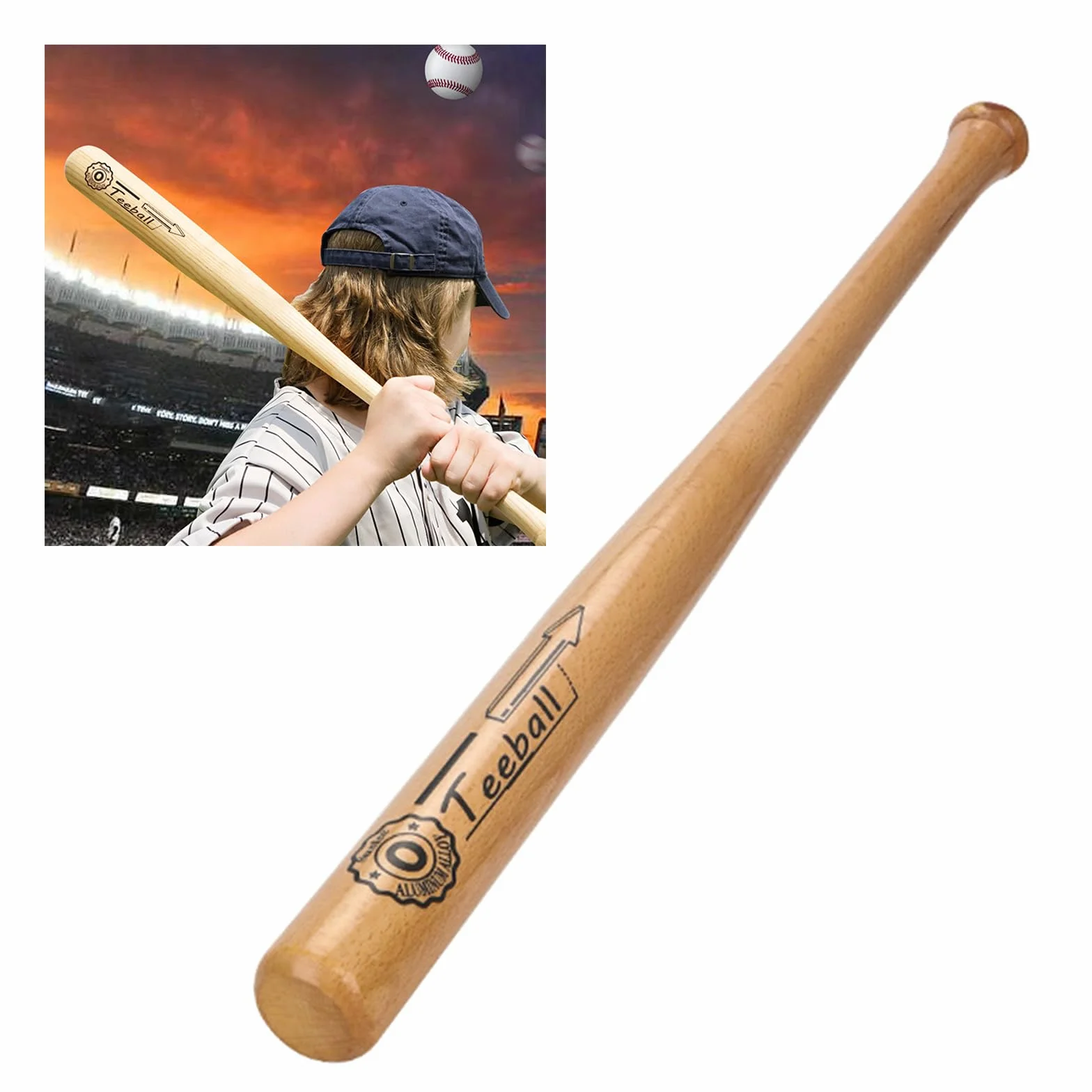 Batte de Baseball en Bois Dur pour Professionnels - Bâton pour Entraînement et Compétition avec Accessoires Professionnels