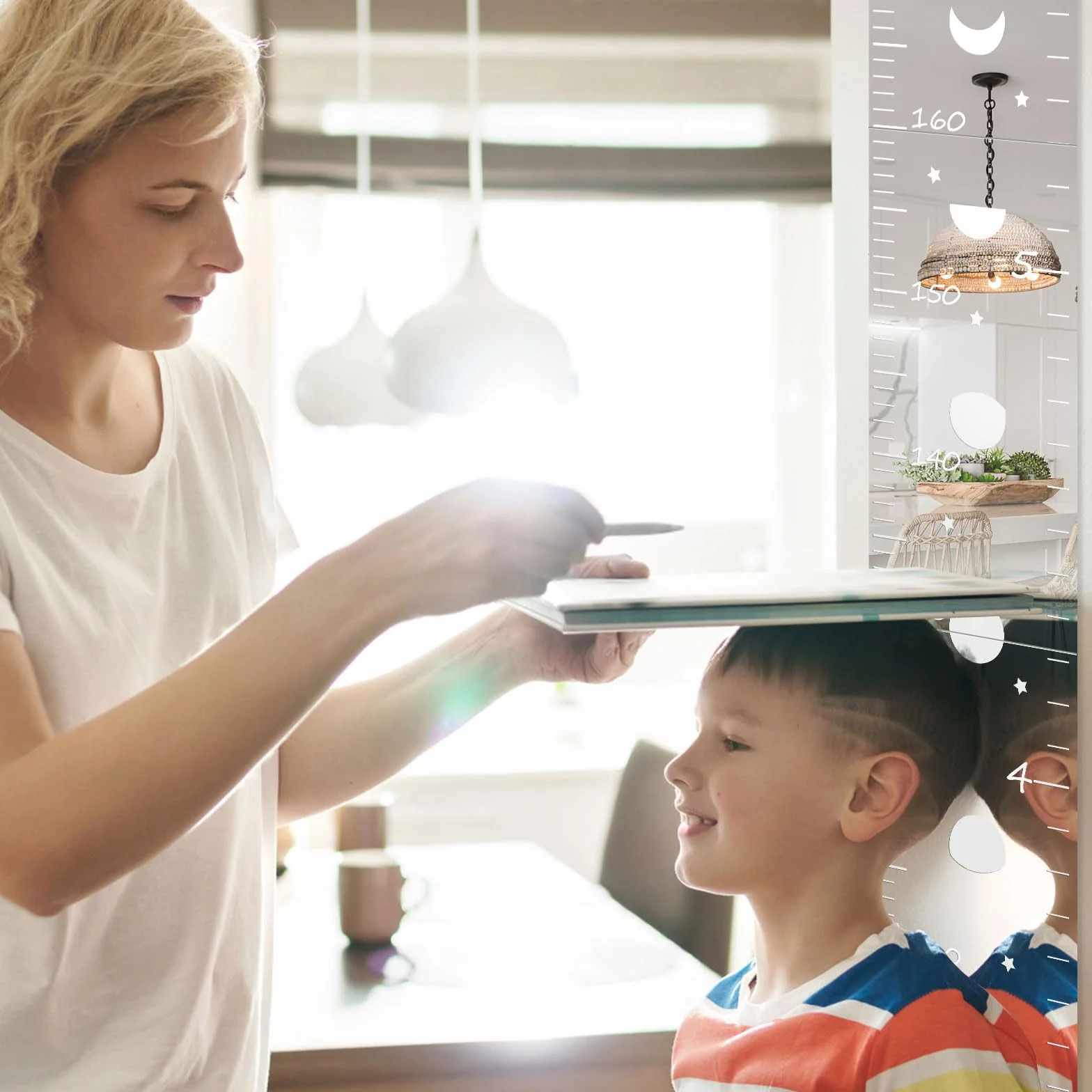 Tableau de croissance enfant 3 en 1 miroir autocollants règle souple mur puzzle hauteur