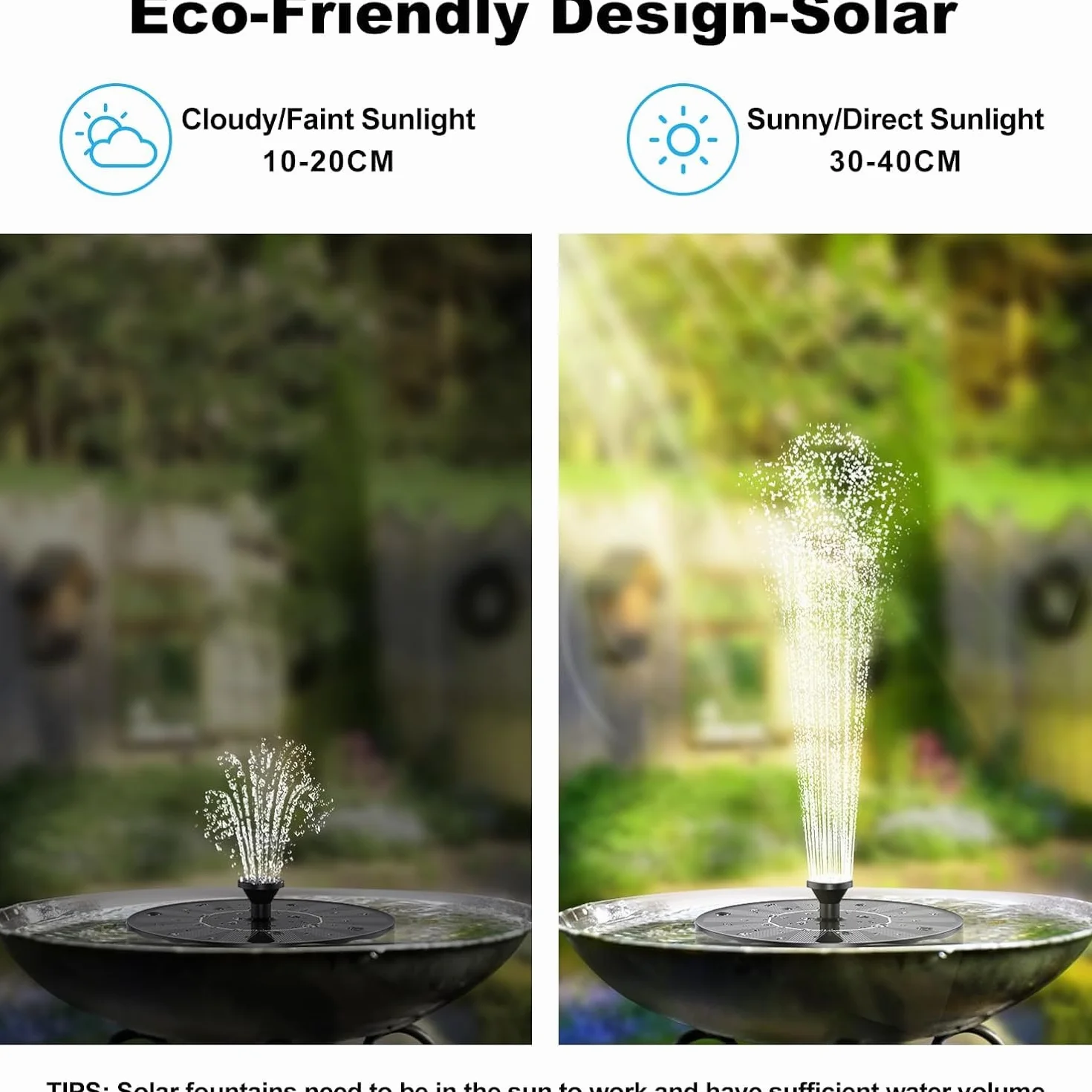 Fontaine solaire pour jardin, bain d'oiseaux, pompe à eau solaire de bassin