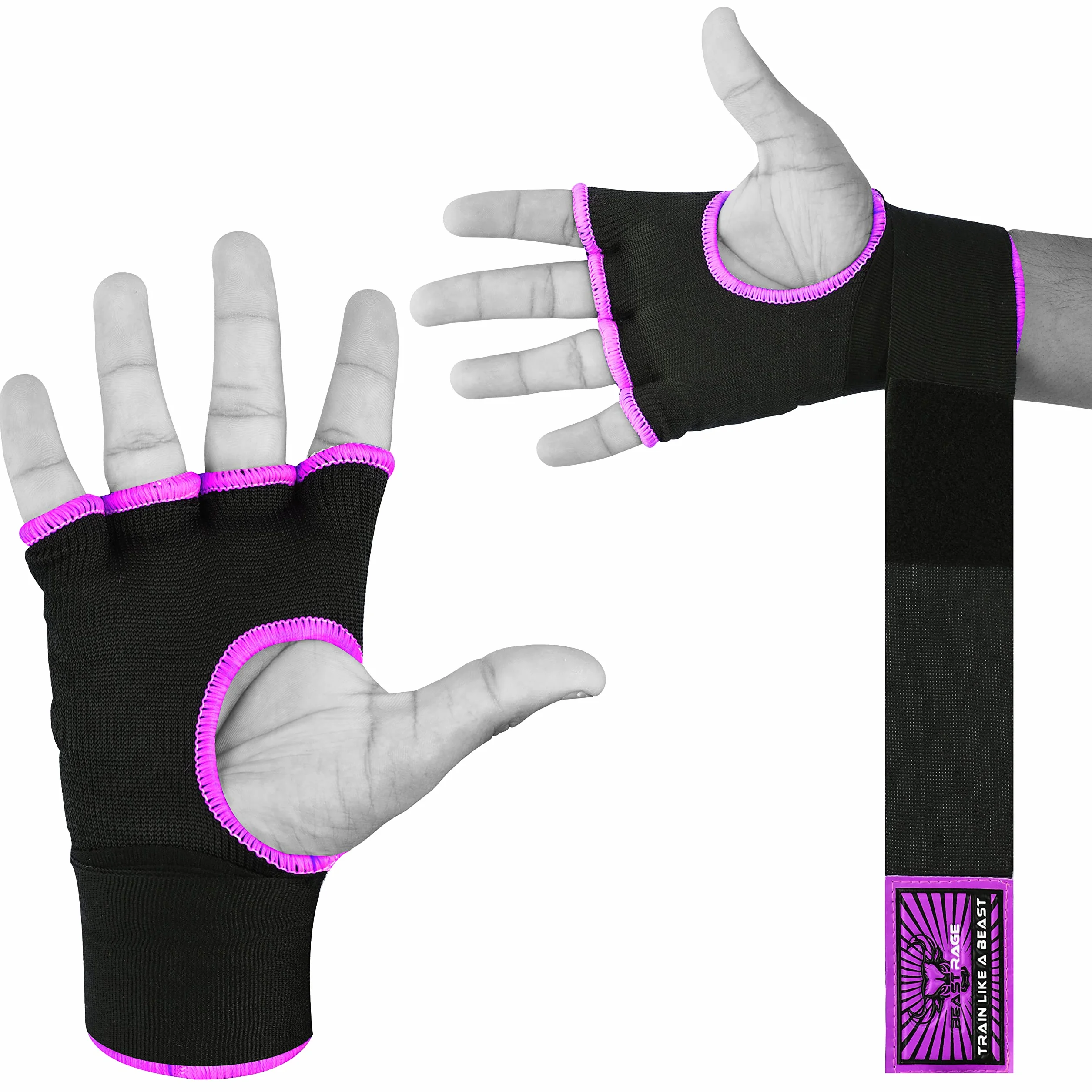 Beast Rage Gants de Boxe en Gel MMA de 75 cm de Long, rembourrés, élastiques, pour Sac de Frappe, entraînement Muay Thai, Bandages UFC pour Hommes, Femmes, Enfants
