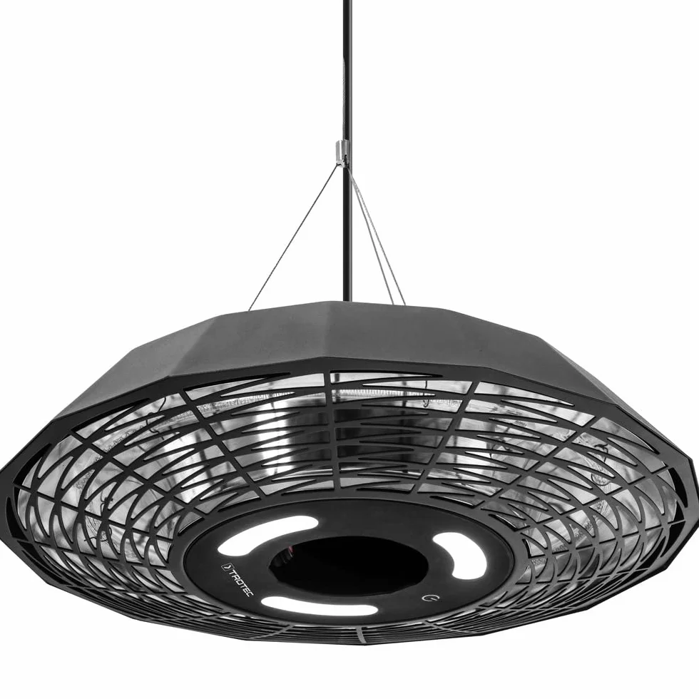TROTEC IR 2010 SC Chauffage Plafond Infrarouge 2000W IP45 Noir Étanche Télécommandé LED