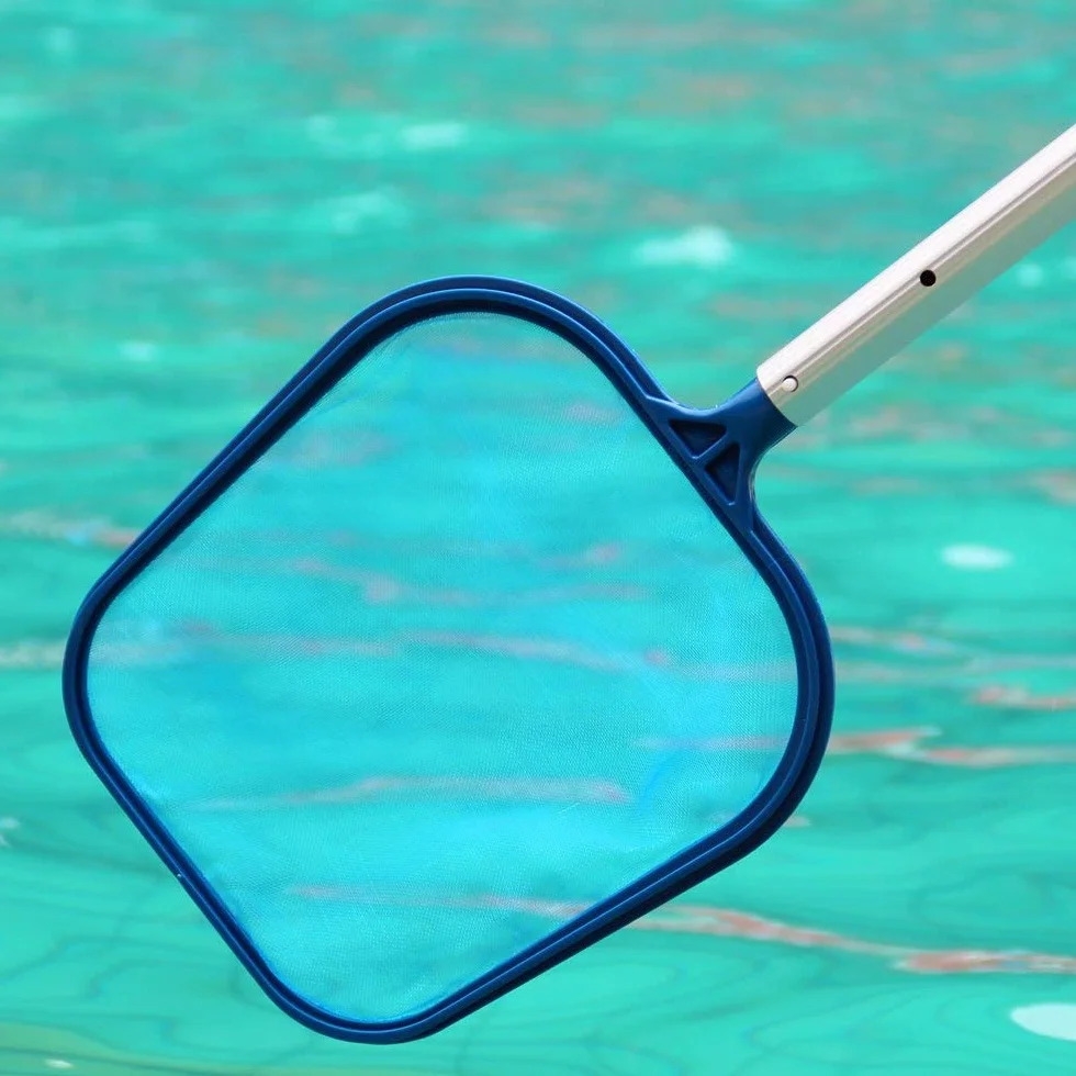 Épuisette de Surface pour Piscine Professionnelle Plastique Rake Net Mesh Skimmer Bleu
