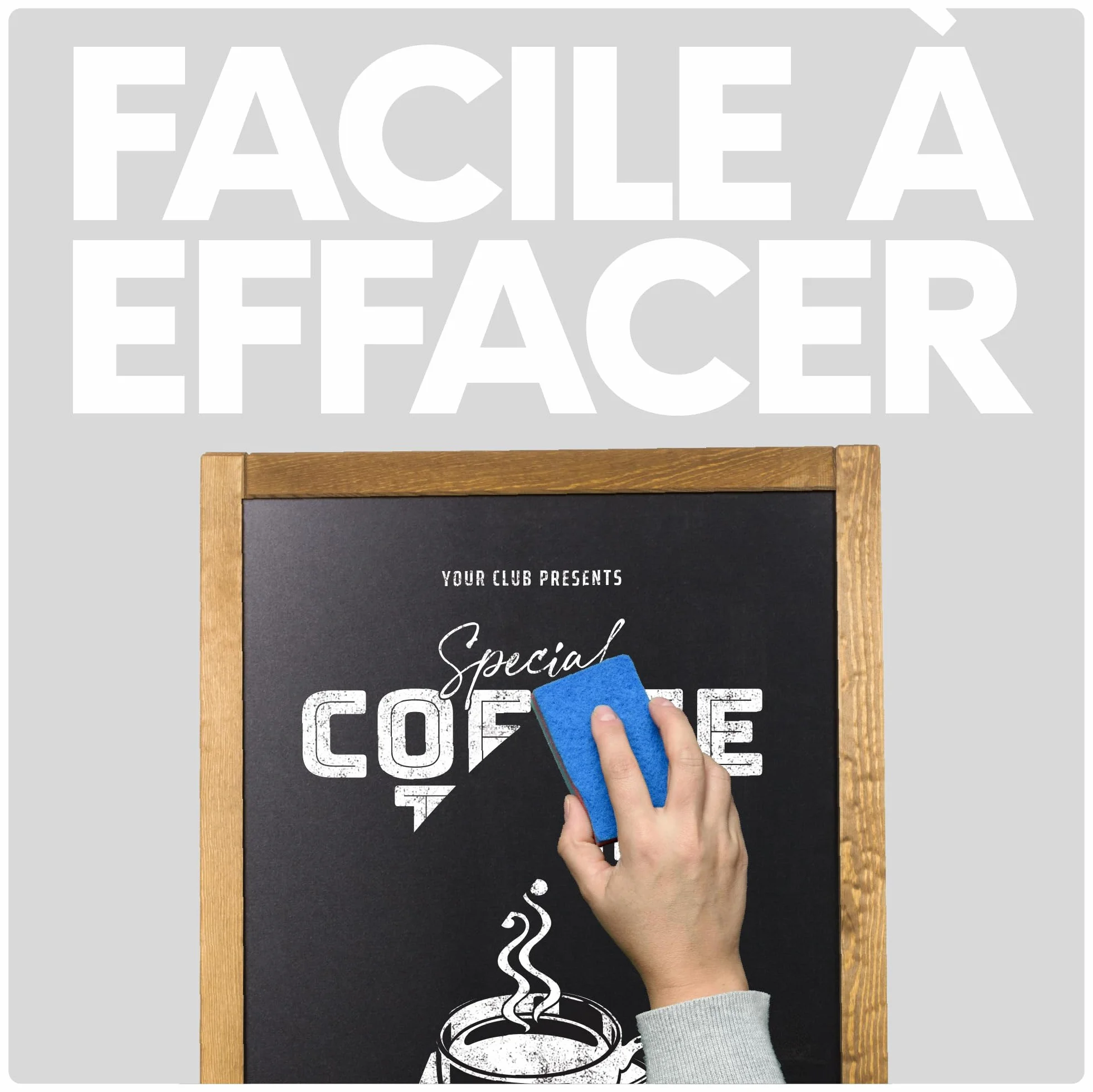 Chevalet ardoise pliable en bois naturel double face pour craie et feutre extérieur intérieur