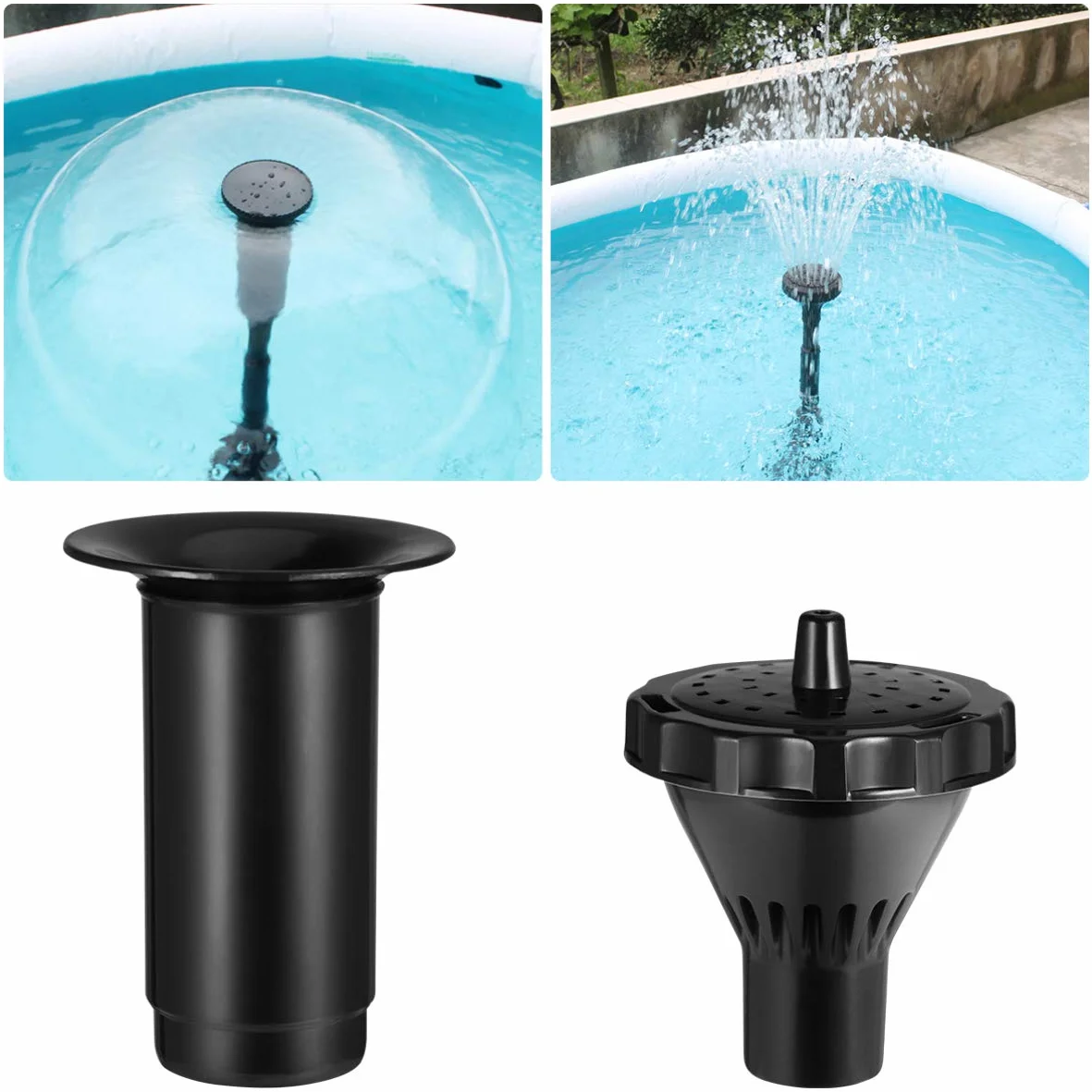 Yardwe Ensemble 9pcs Têtes de Fontaine à Eau pour Pompe Submersible, Buse Réglable en Hauteur, Plastique Noir